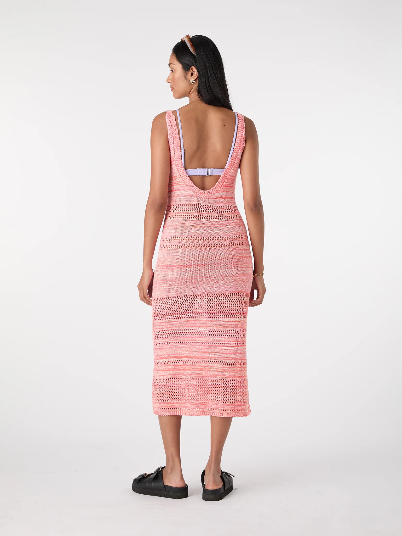 Elora Crochet Dress in Pink - Image 3