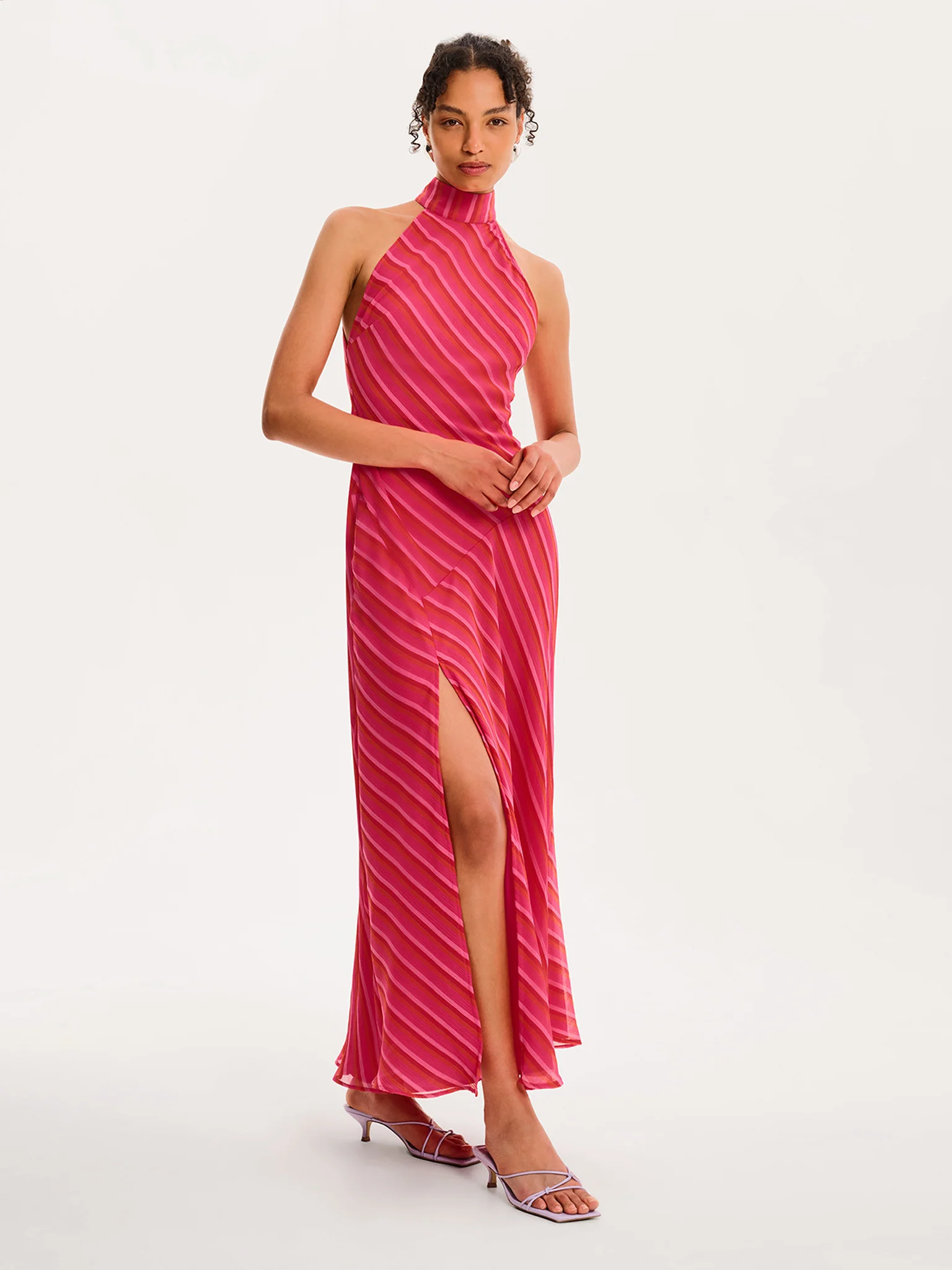Elsie Striped Dress in Pink and Orange - Image 3