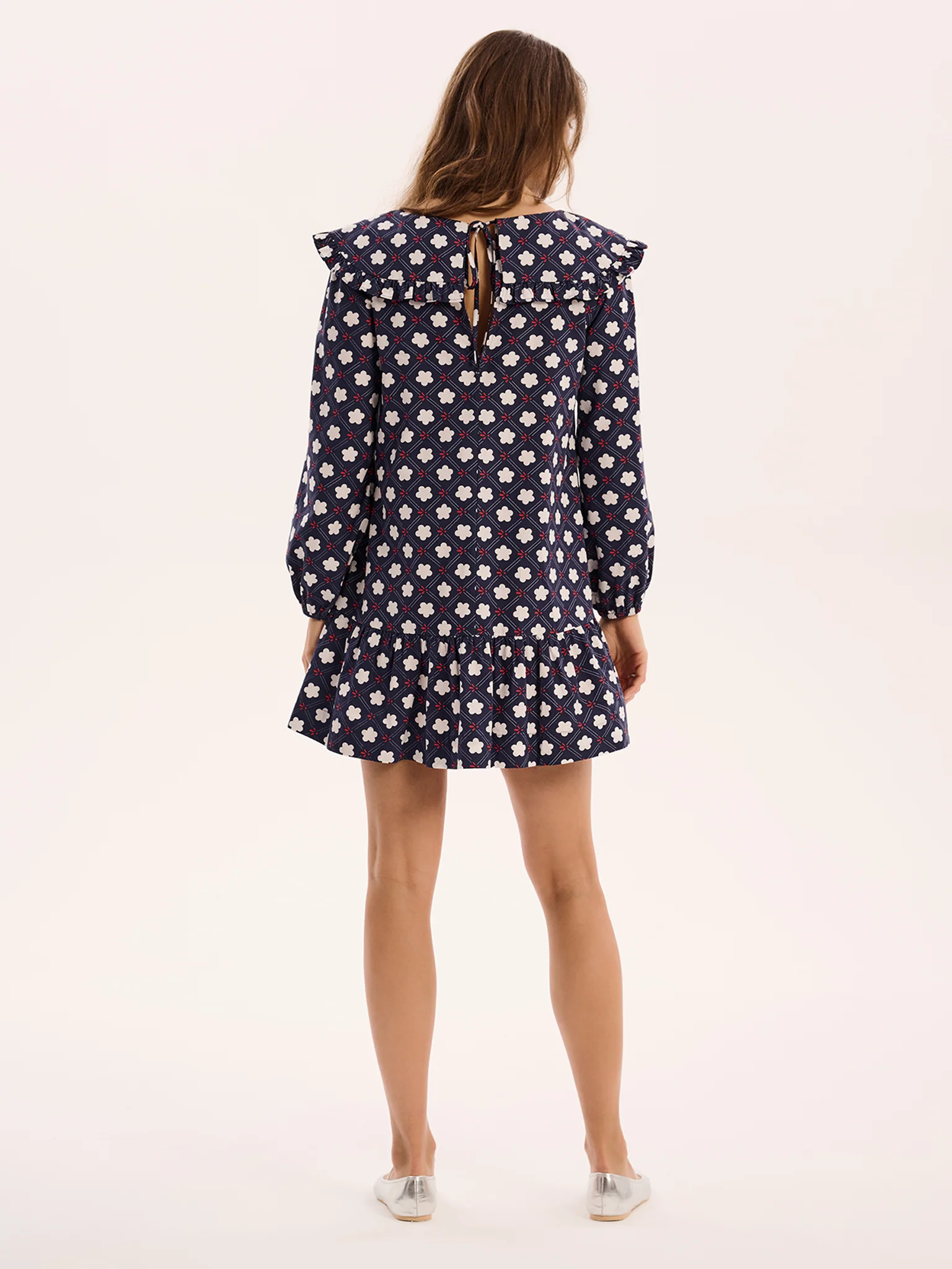 Emili Mini Dress in Navy Print - Image 3