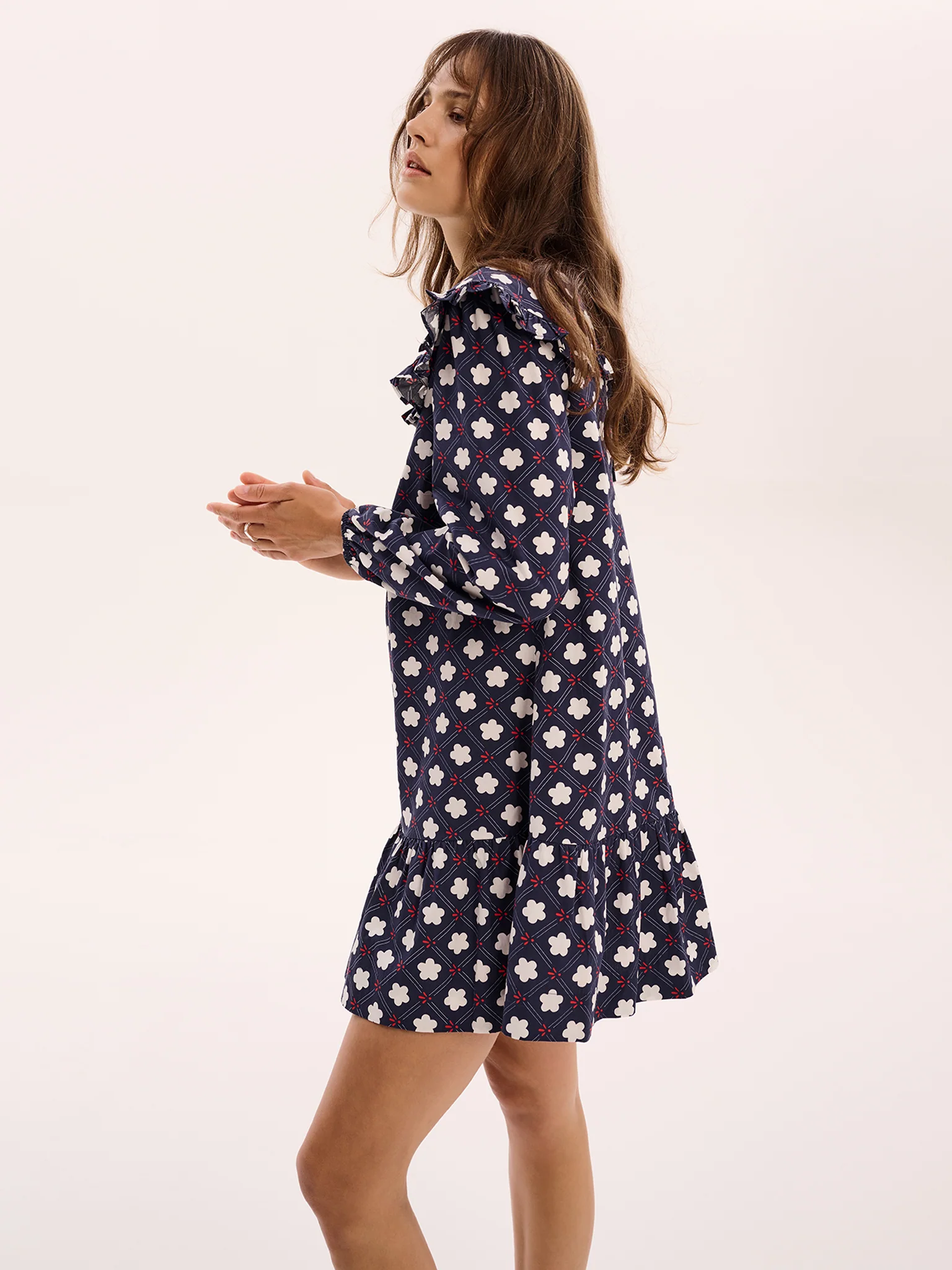 Emili Mini Dress in Navy Print - Image 4