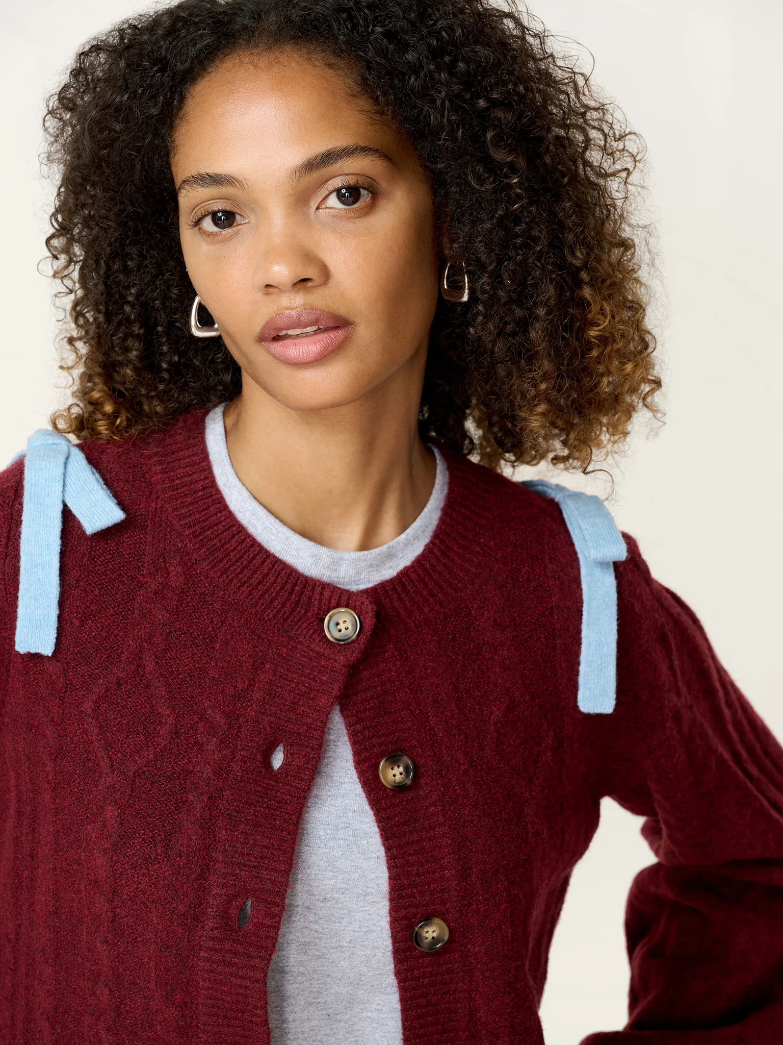 Eugina Cardigan in Merlot - Image 5