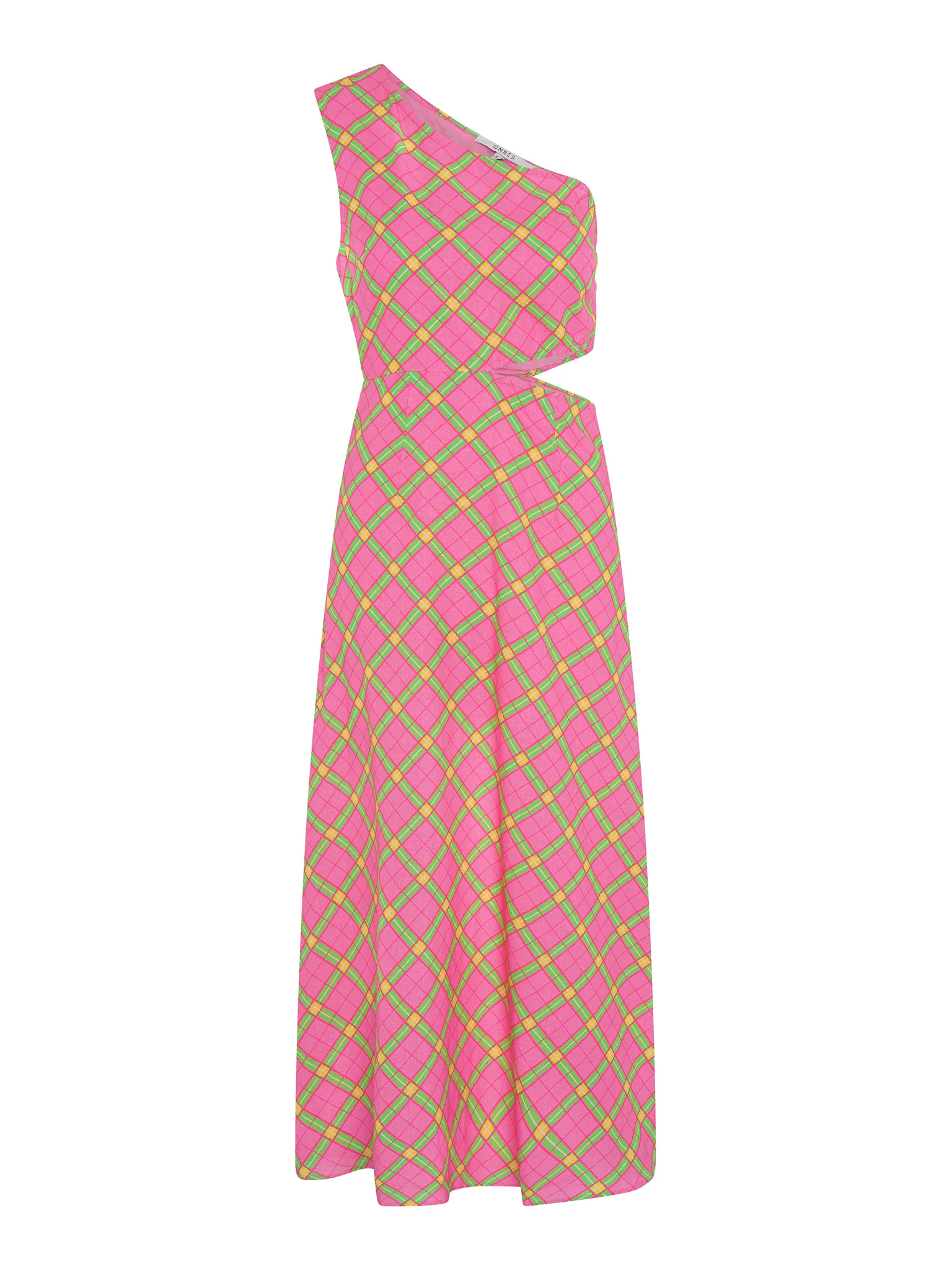 Evaline Check Print One Shoulder Dress - Image 6