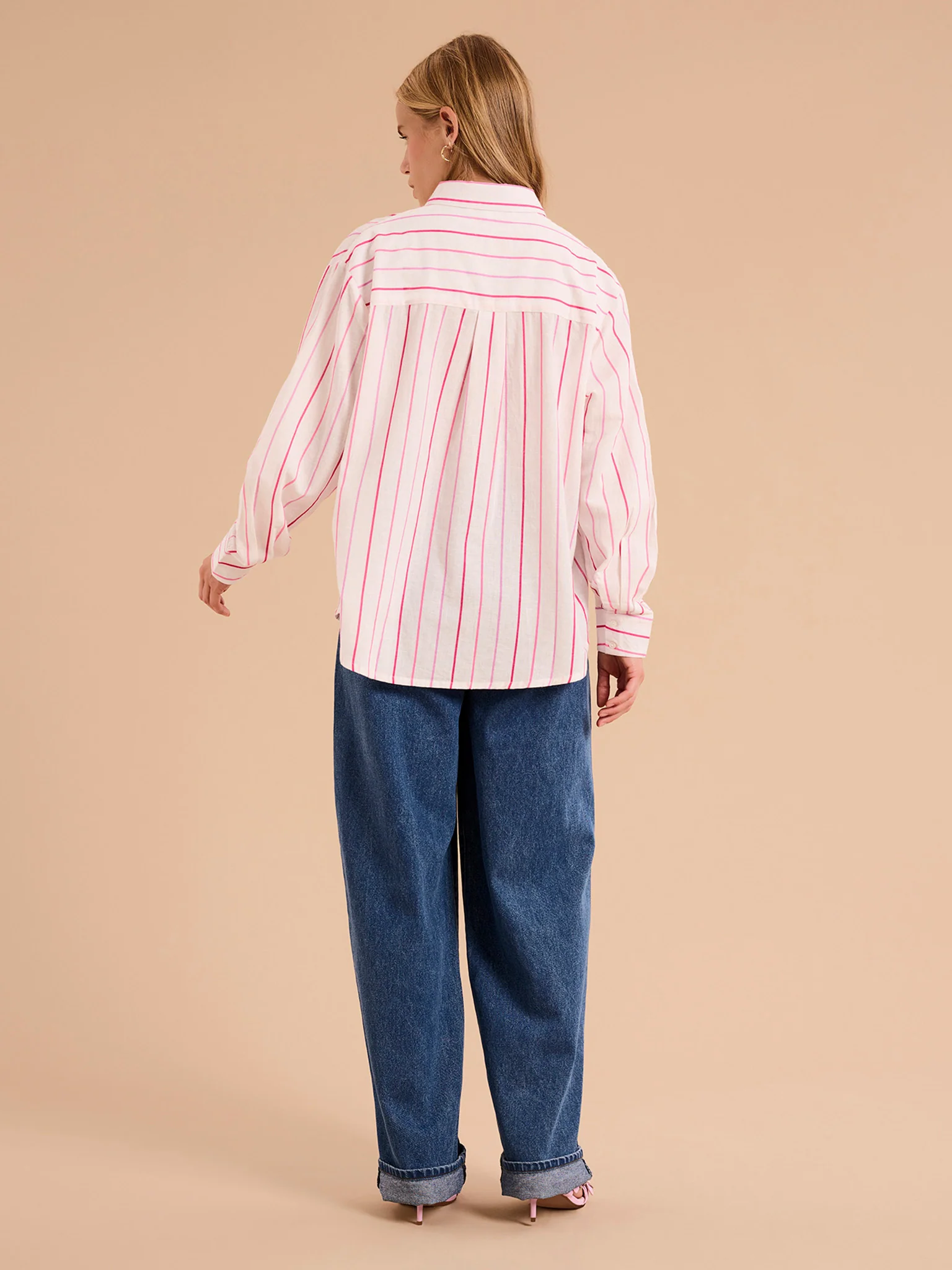 Evie Linen Stripe Oversized Shirt - Image 3