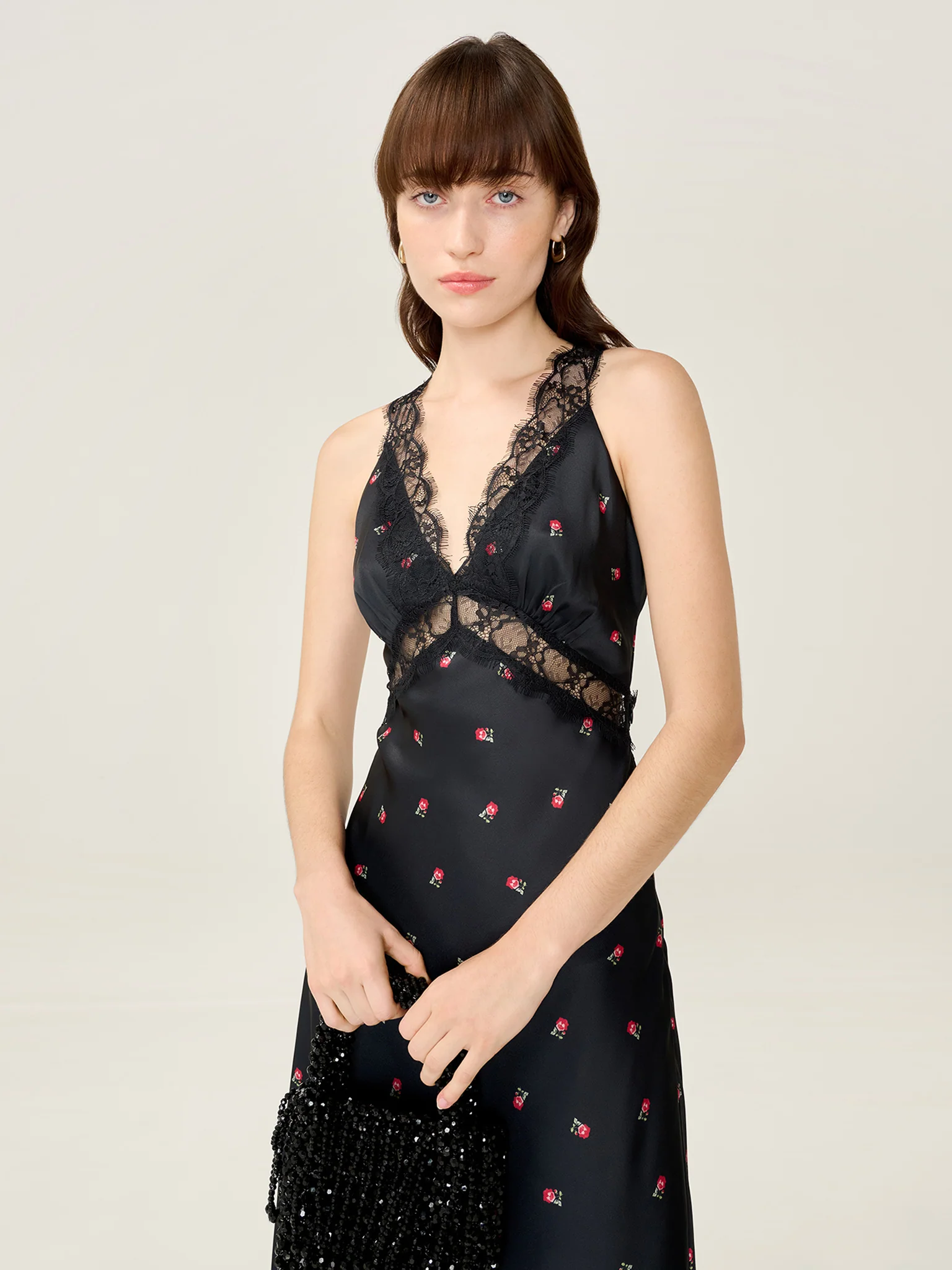 Aurelia Floral Dress in Black - Image 3