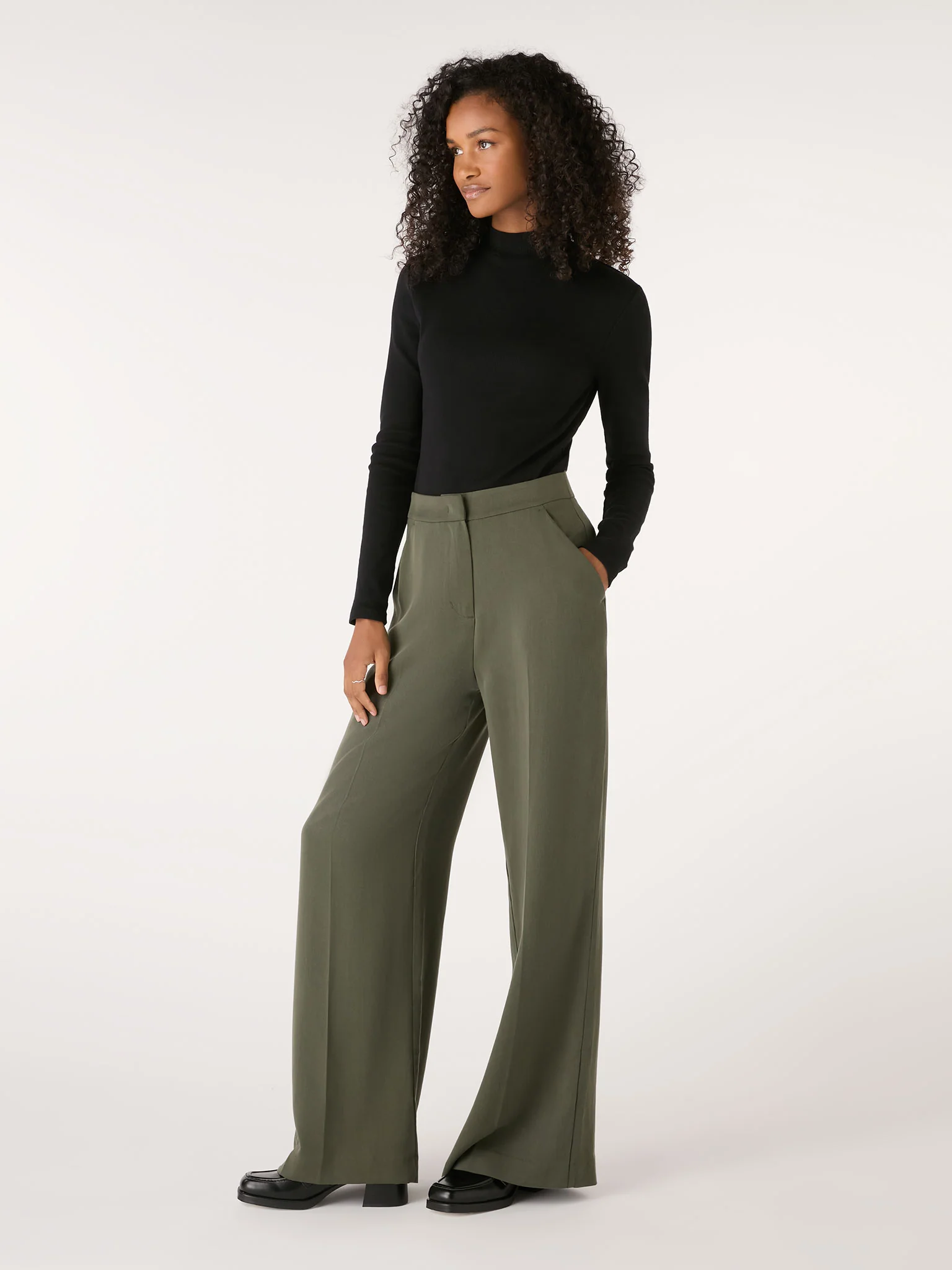 Fleet Flared Trouser in Khaki - Image 2