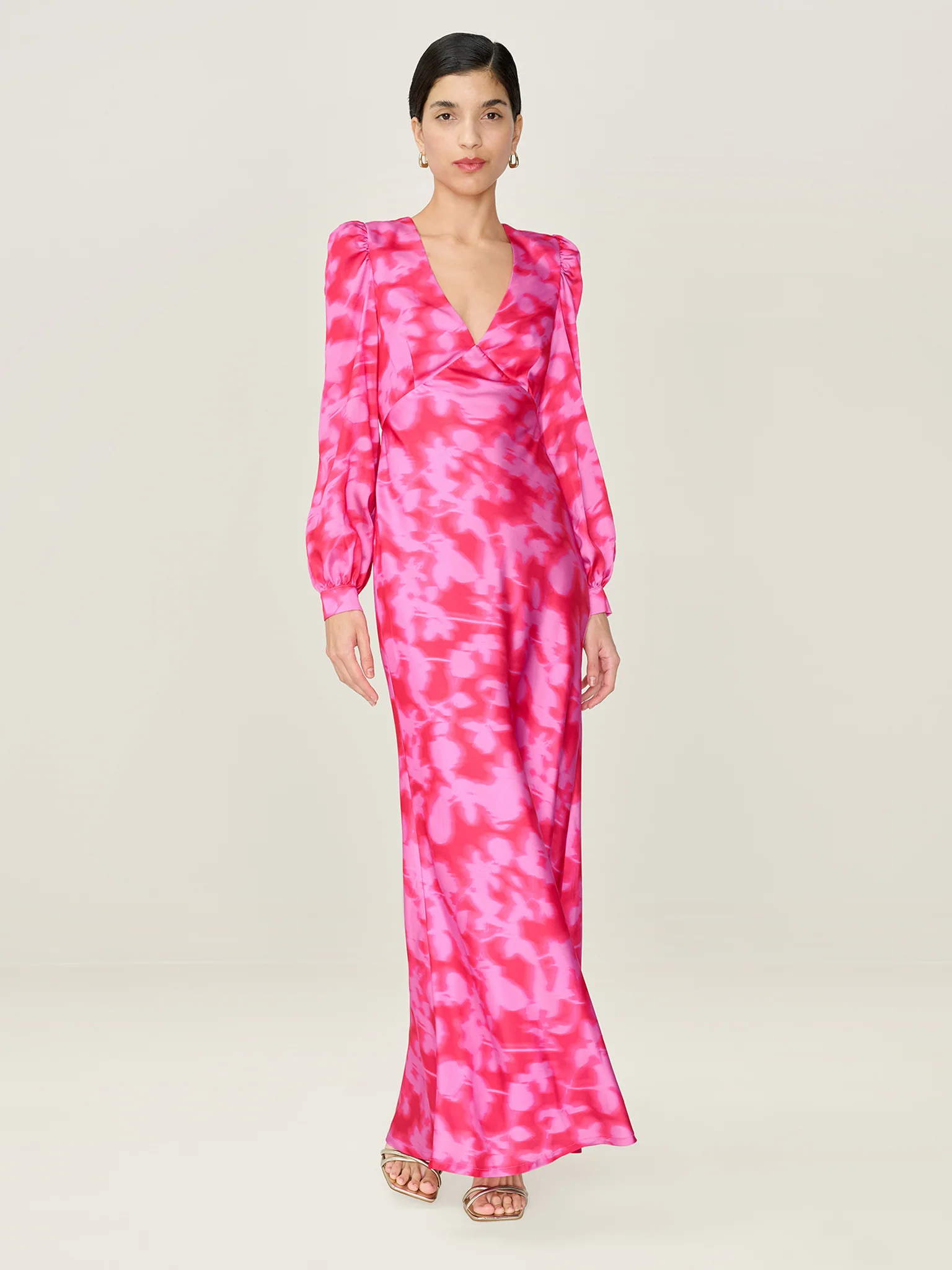 Francoise Dress in Magenta Blurred Floral - Image 3