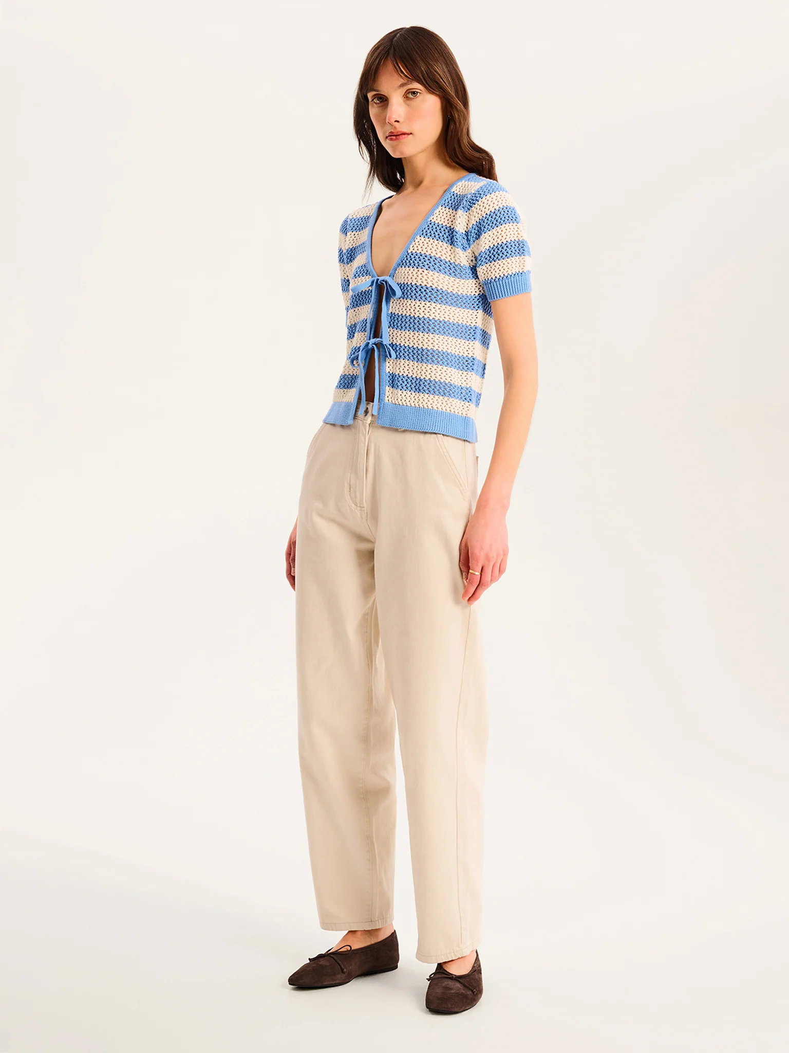 Harper Stripe Knit Top in Blue and White - Image 3
