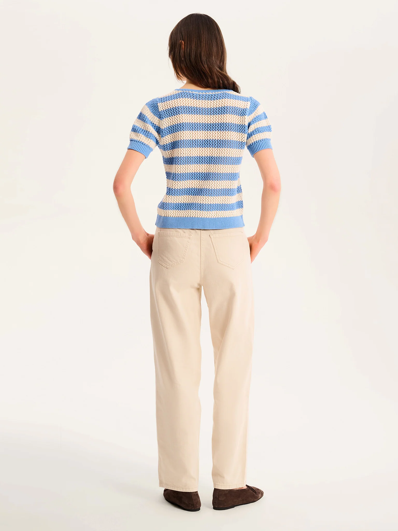 Harper Stripe Knit Top in Blue and White - Image 4