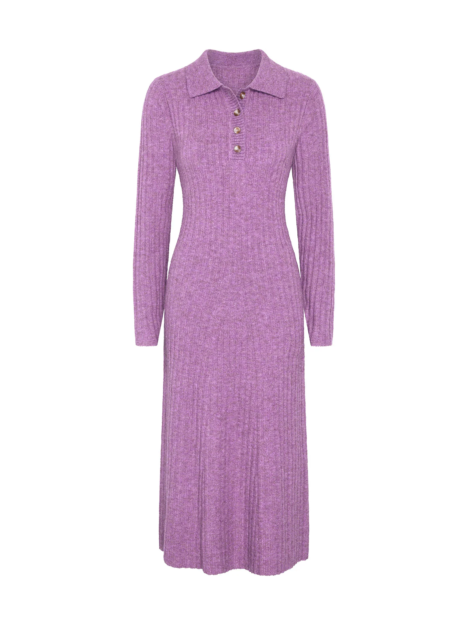 Henley Ribbed Placket Dress in Purple - Image 6
