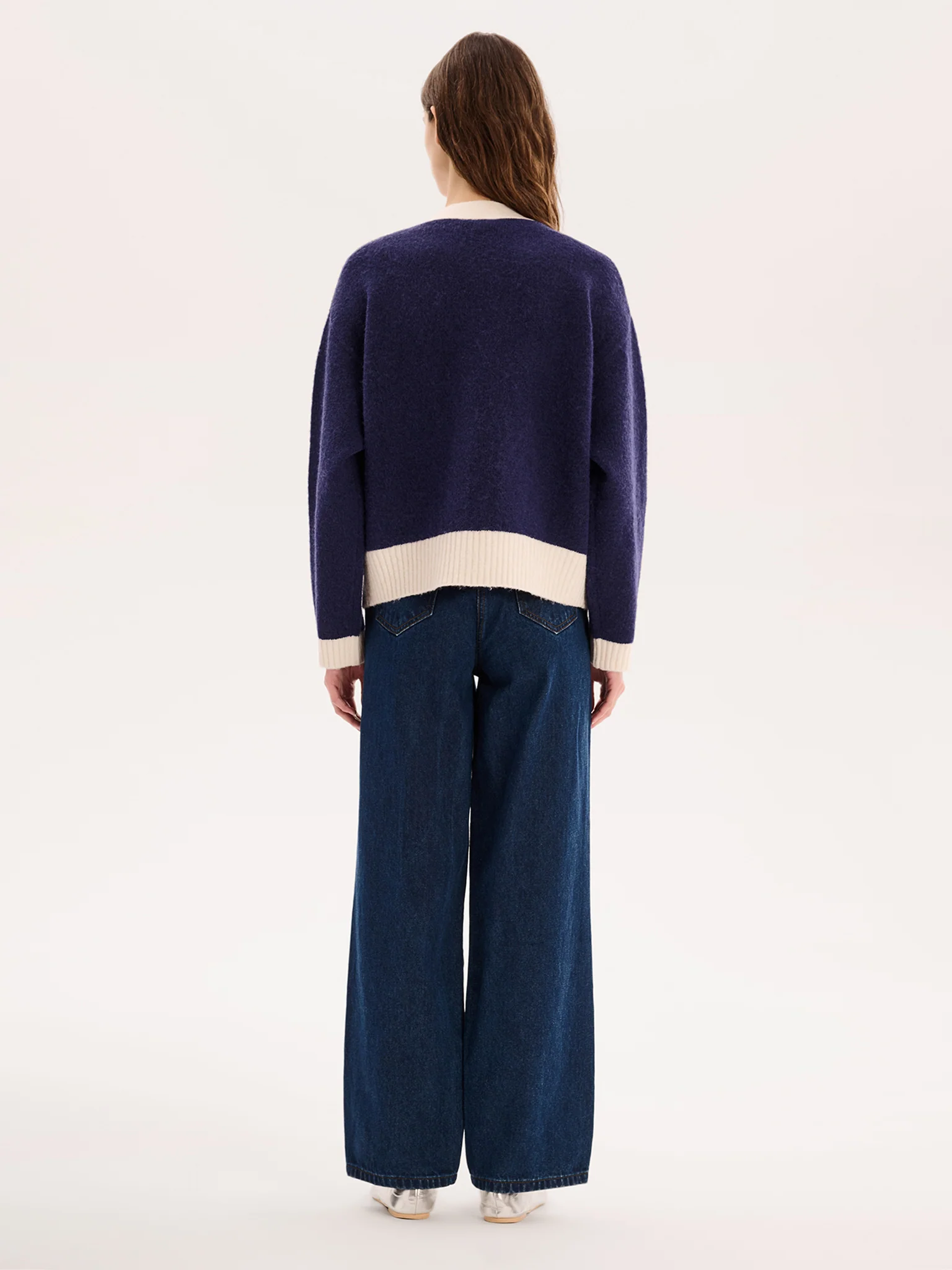 Henni Cardigan in Navy/Cream - Image 3
