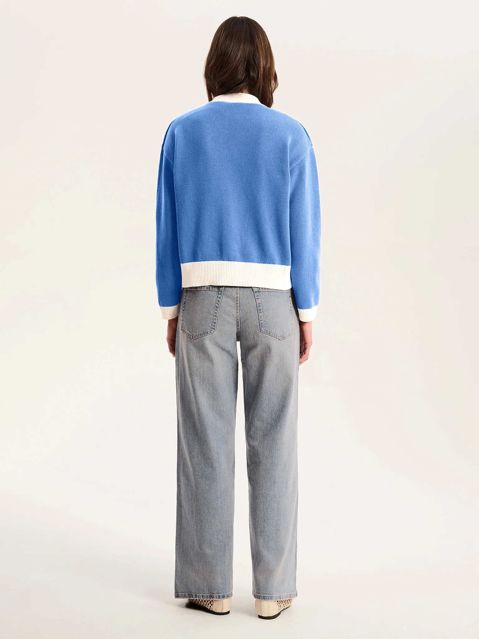 Henni Cardigan in Blue and Cream - Image 4