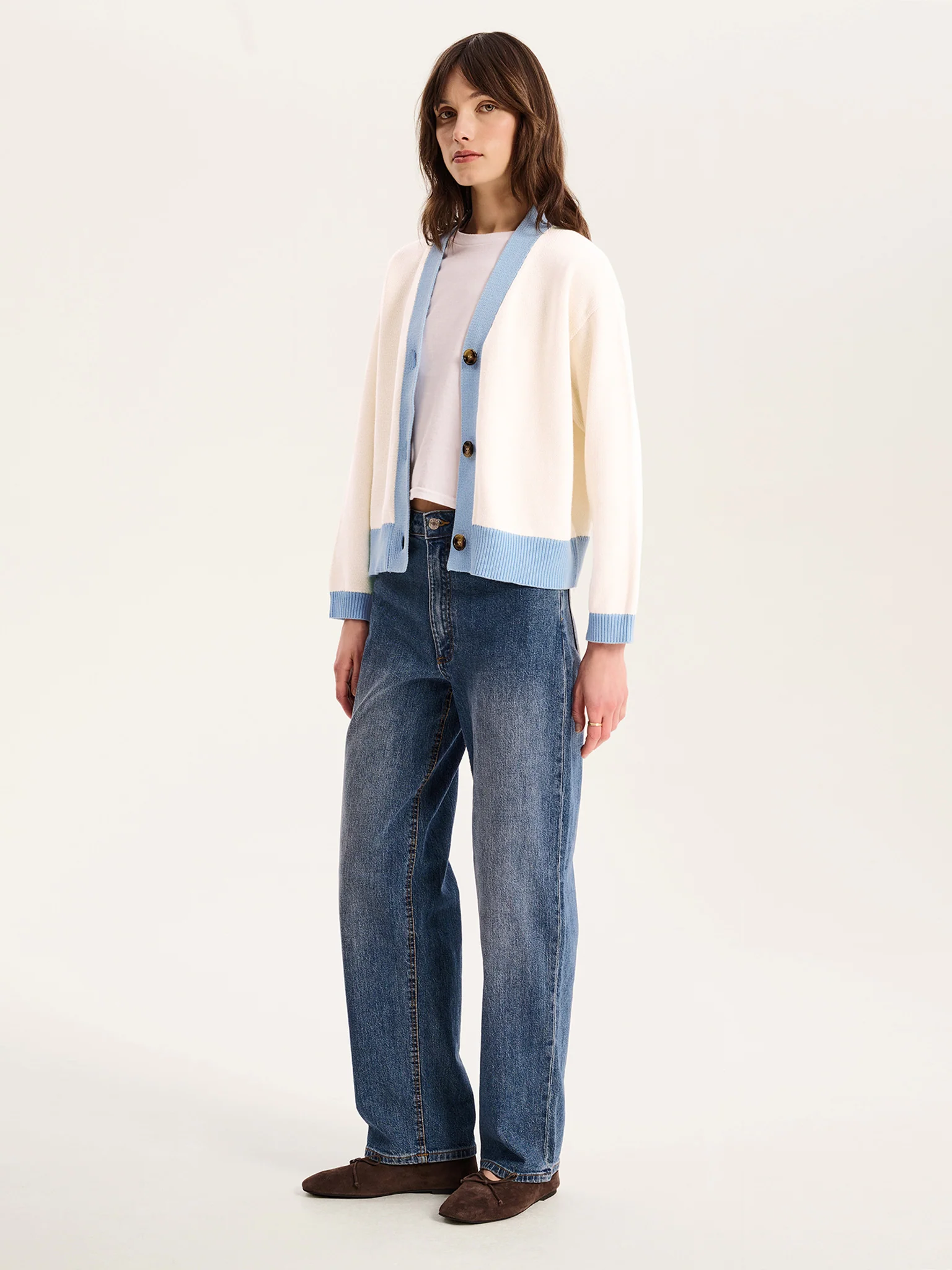 Henni Cardigan in Cream and Blue - Image 3