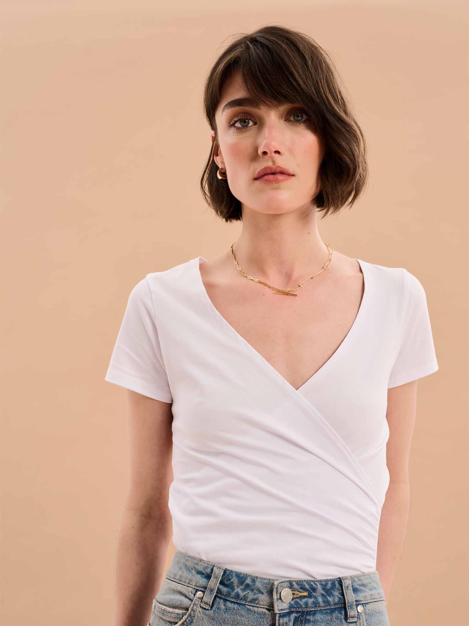 Hilary Jersey Top in White - Image 3