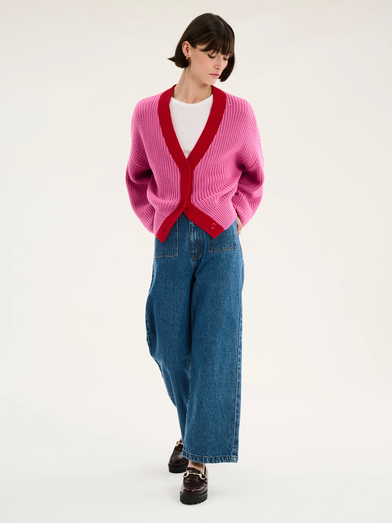 Hopper Cardigan in Pink and Red - Image 3