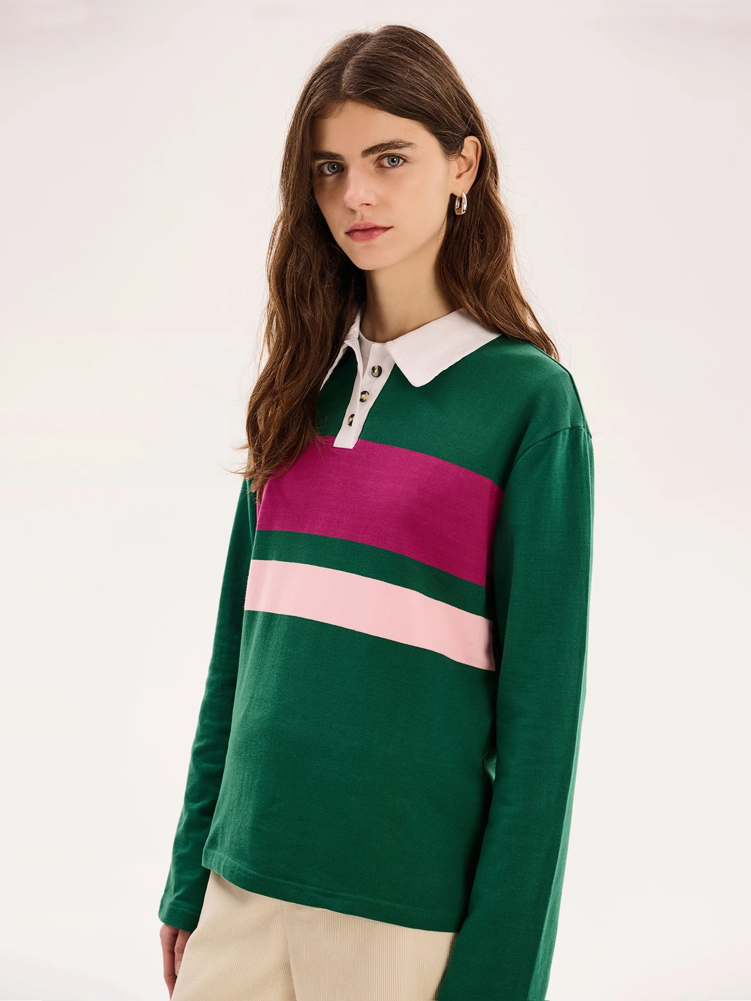 Hugo Rugby Shirt in Green and Pink - Image 3