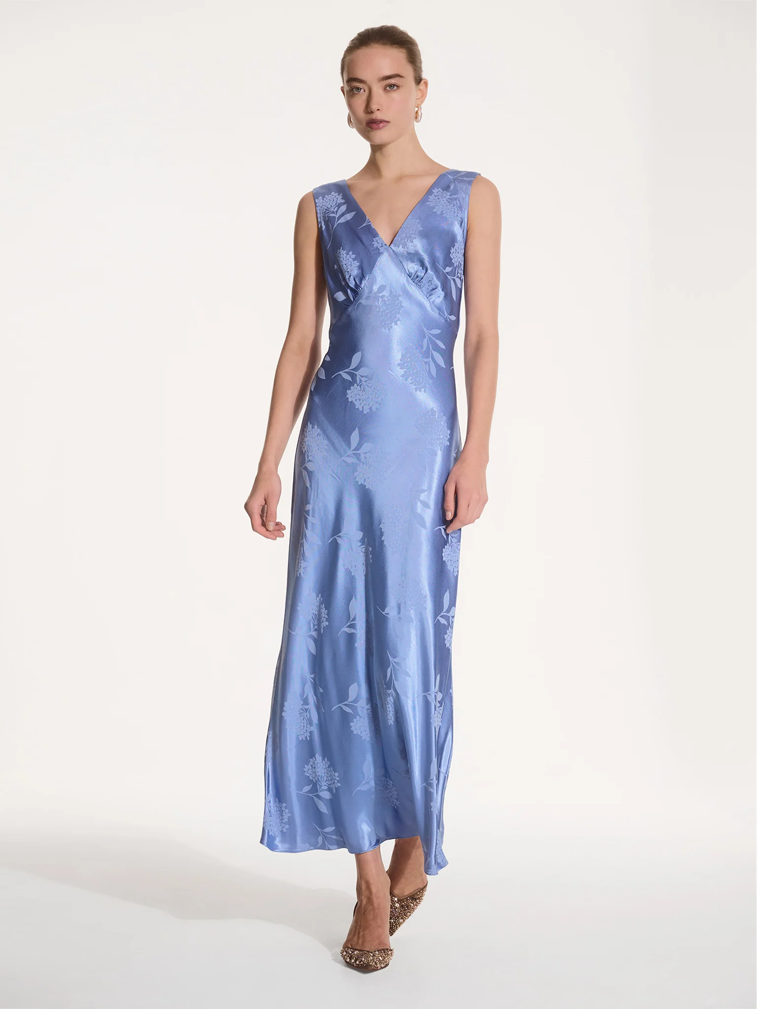 Iris Jacquard Dress in Blue - Image 4