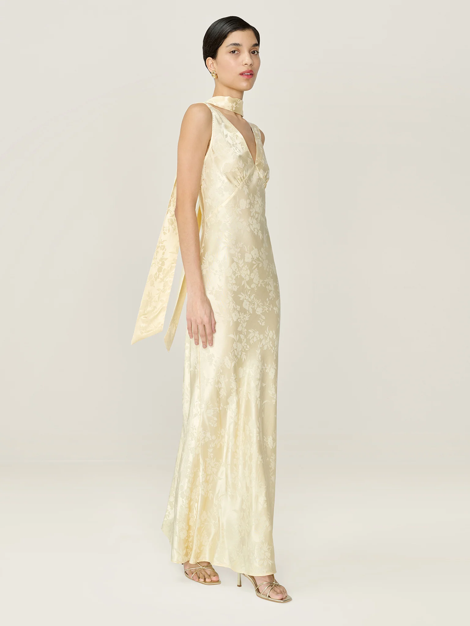 Iris Jacquard Dress in Double Cream - Image 3