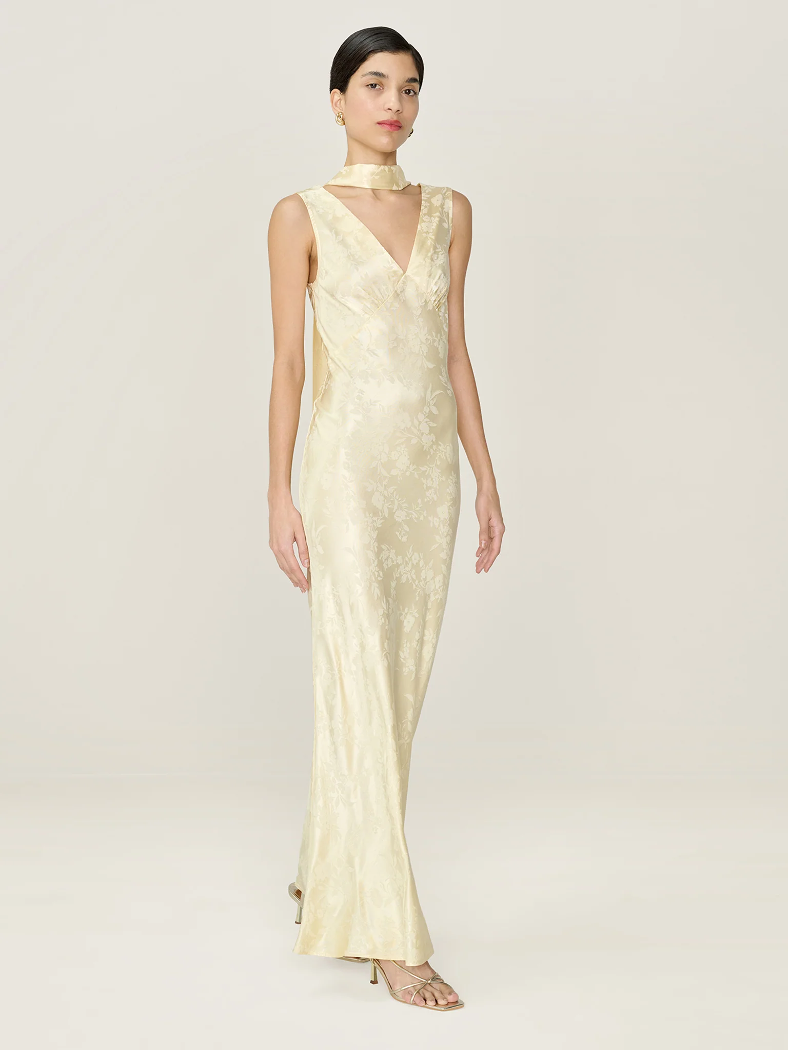 Iris Jacquard Dress in Double Cream - Image 4