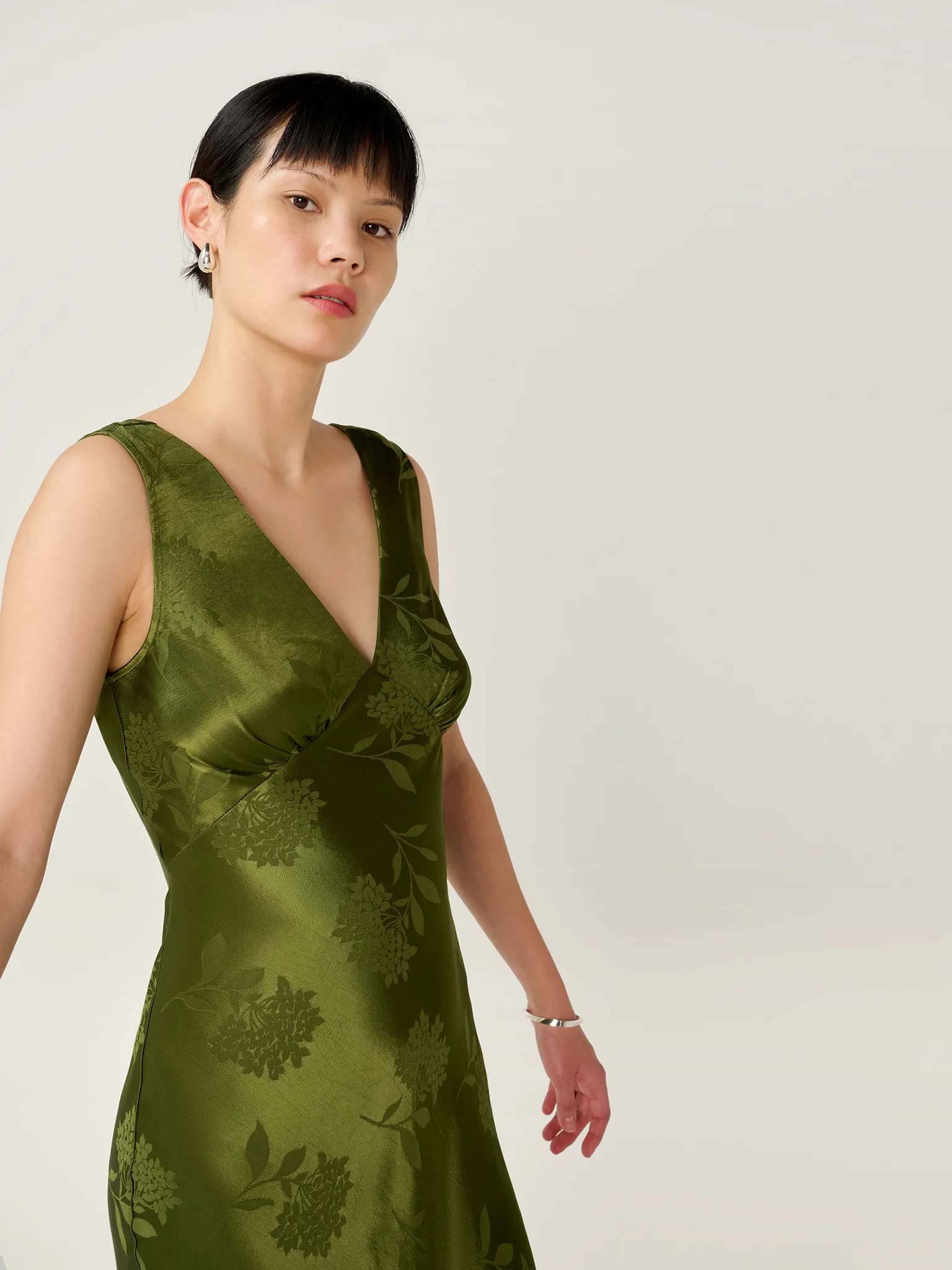 Iris Jacquard Dress in Pear Green - Image 3