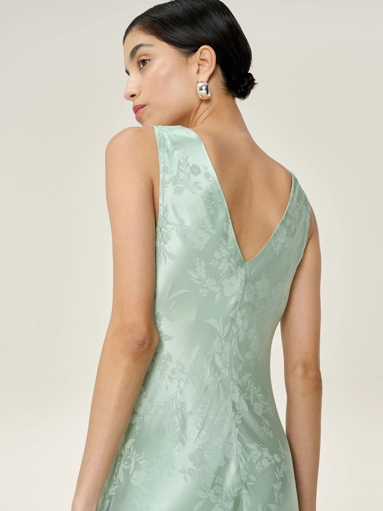 Iris Jacquard Dress in Sage - Image 2