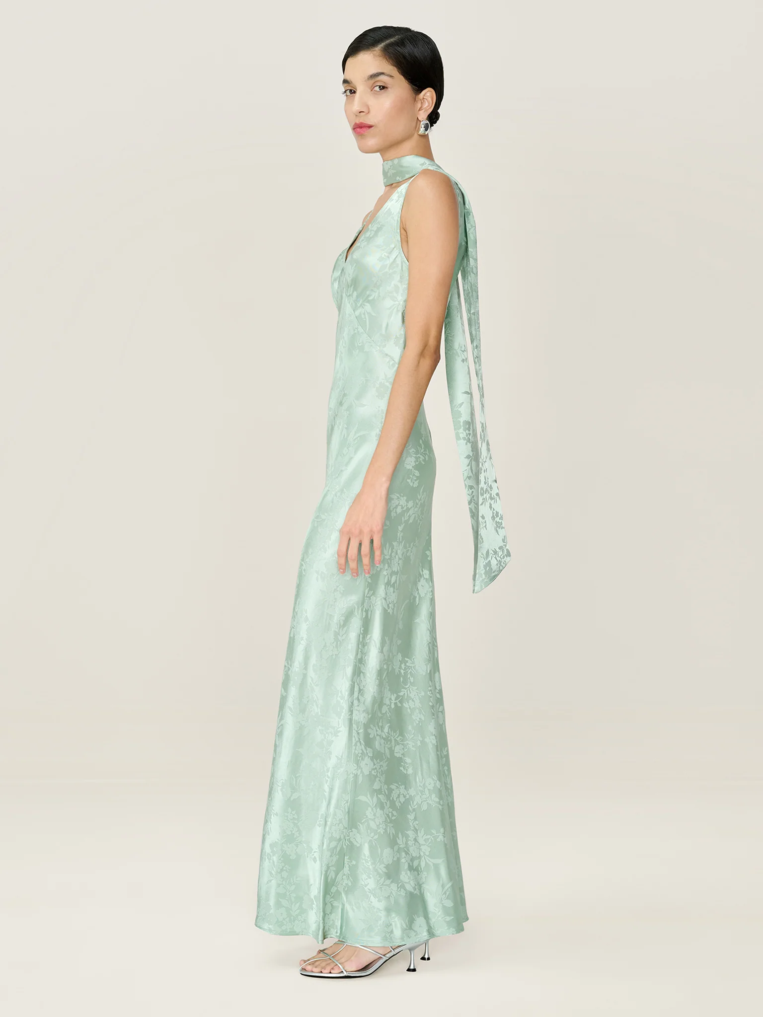 Iris Jacquard Dress in Sage - Image 4