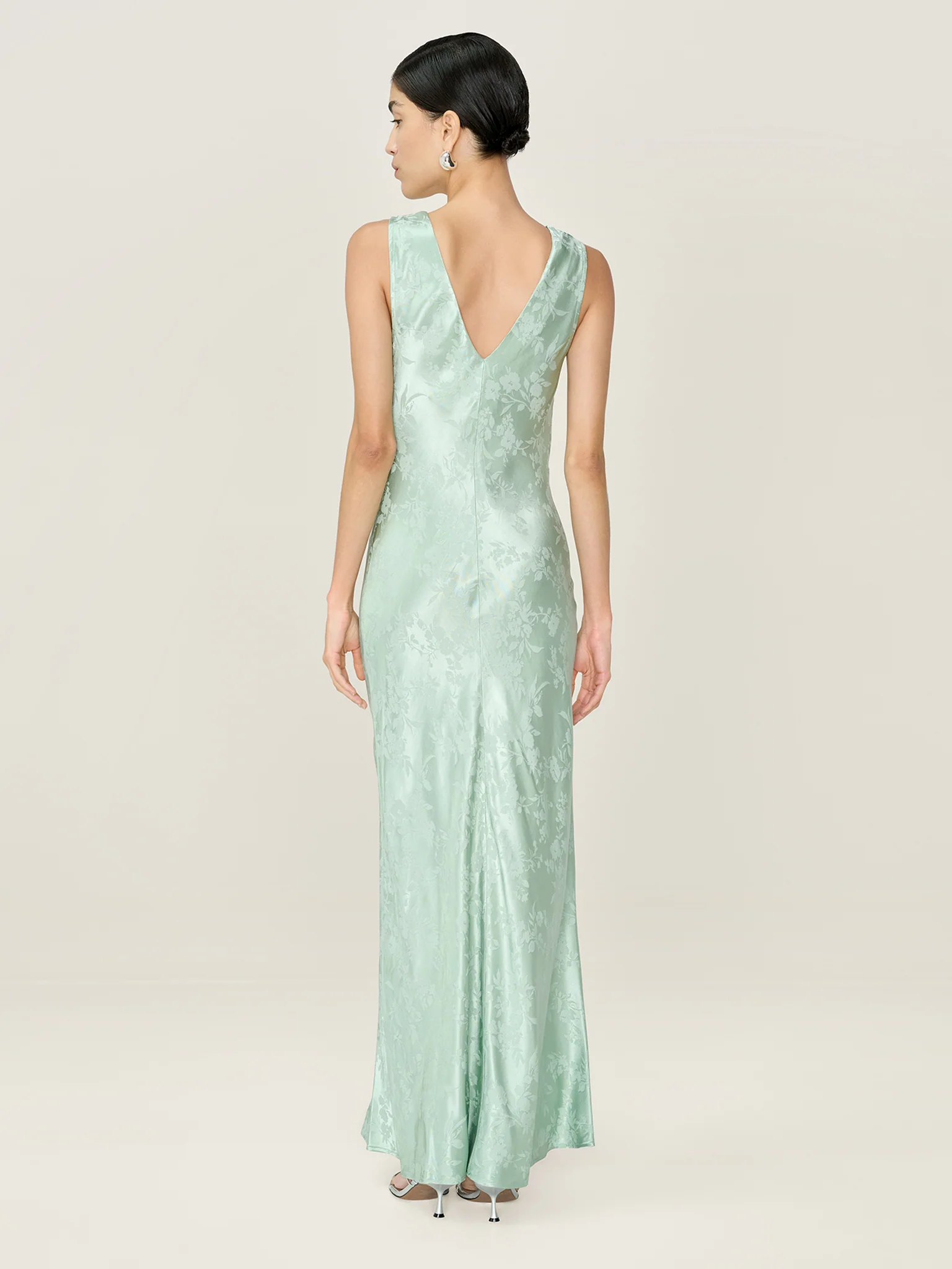Iris Jacquard Dress in Sage - Image 5