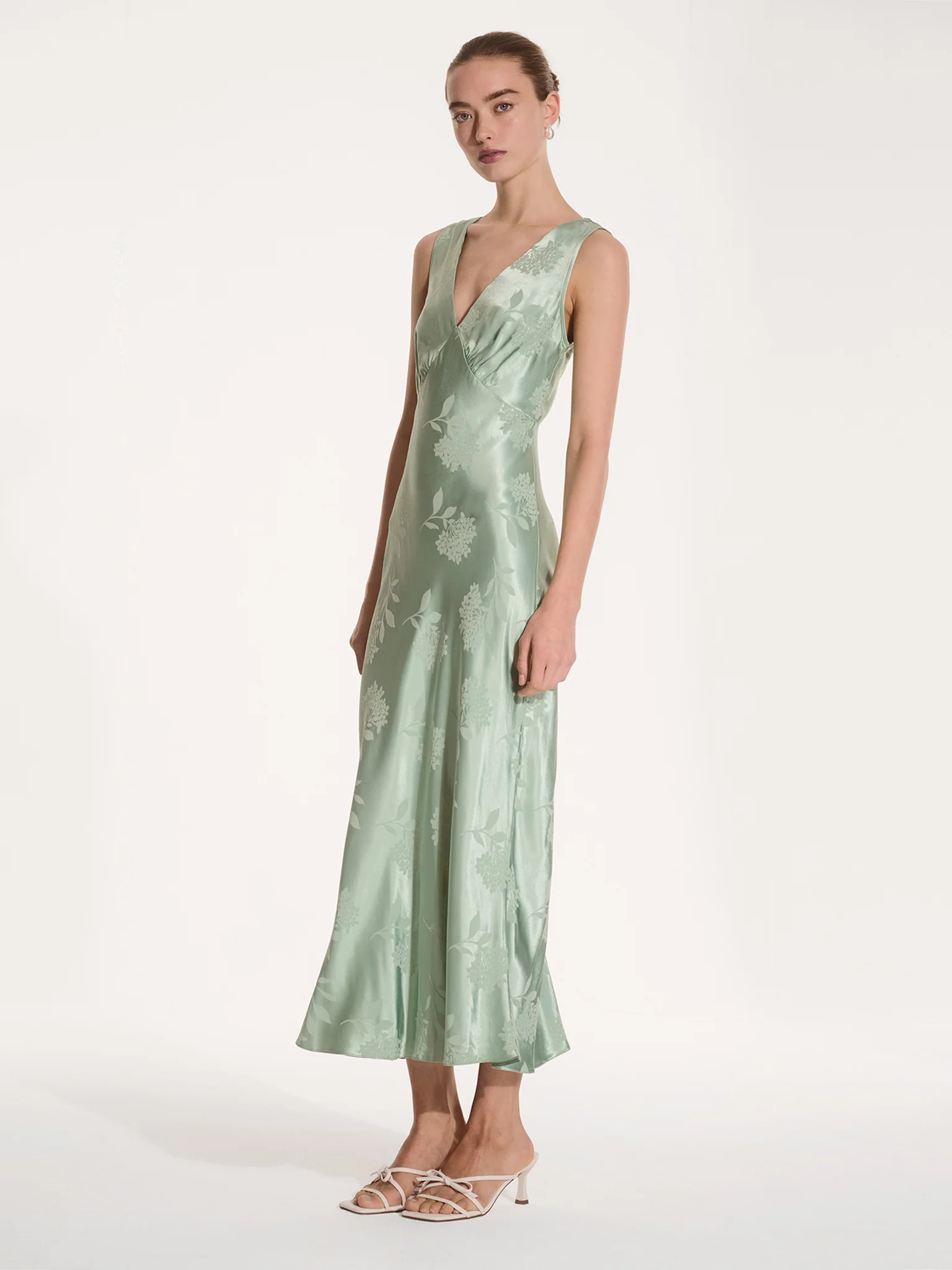 Iris Jacquard Dress in Sage - Image 3