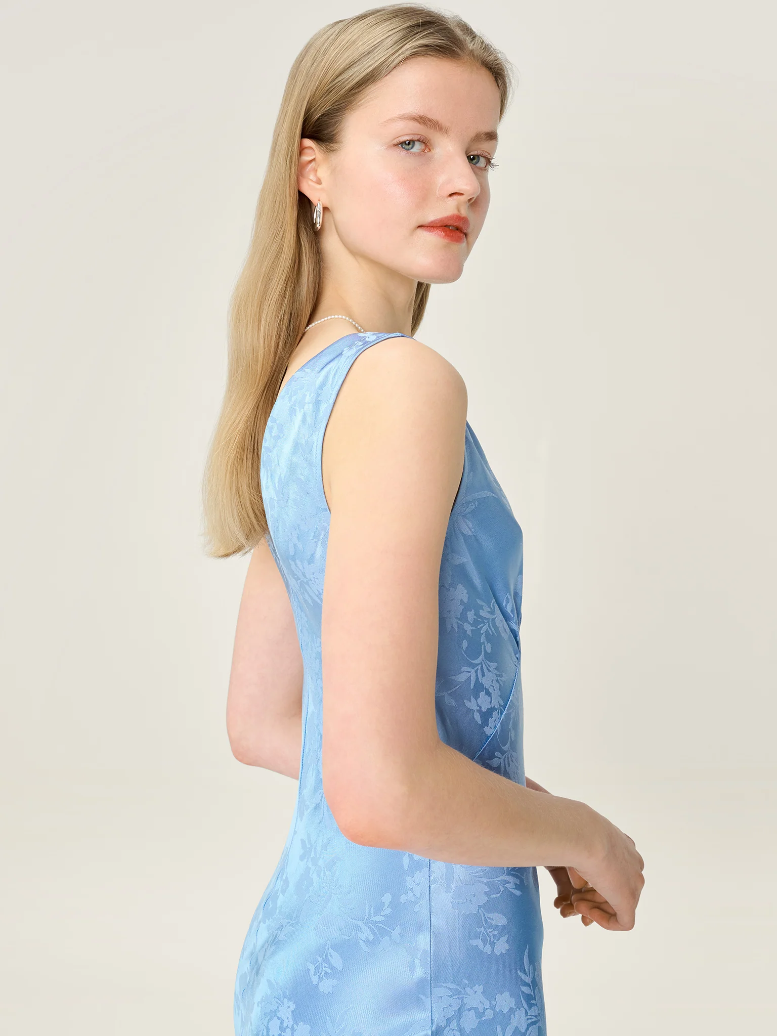 Iris Jacquard Dress in Vista Blue - Image 5