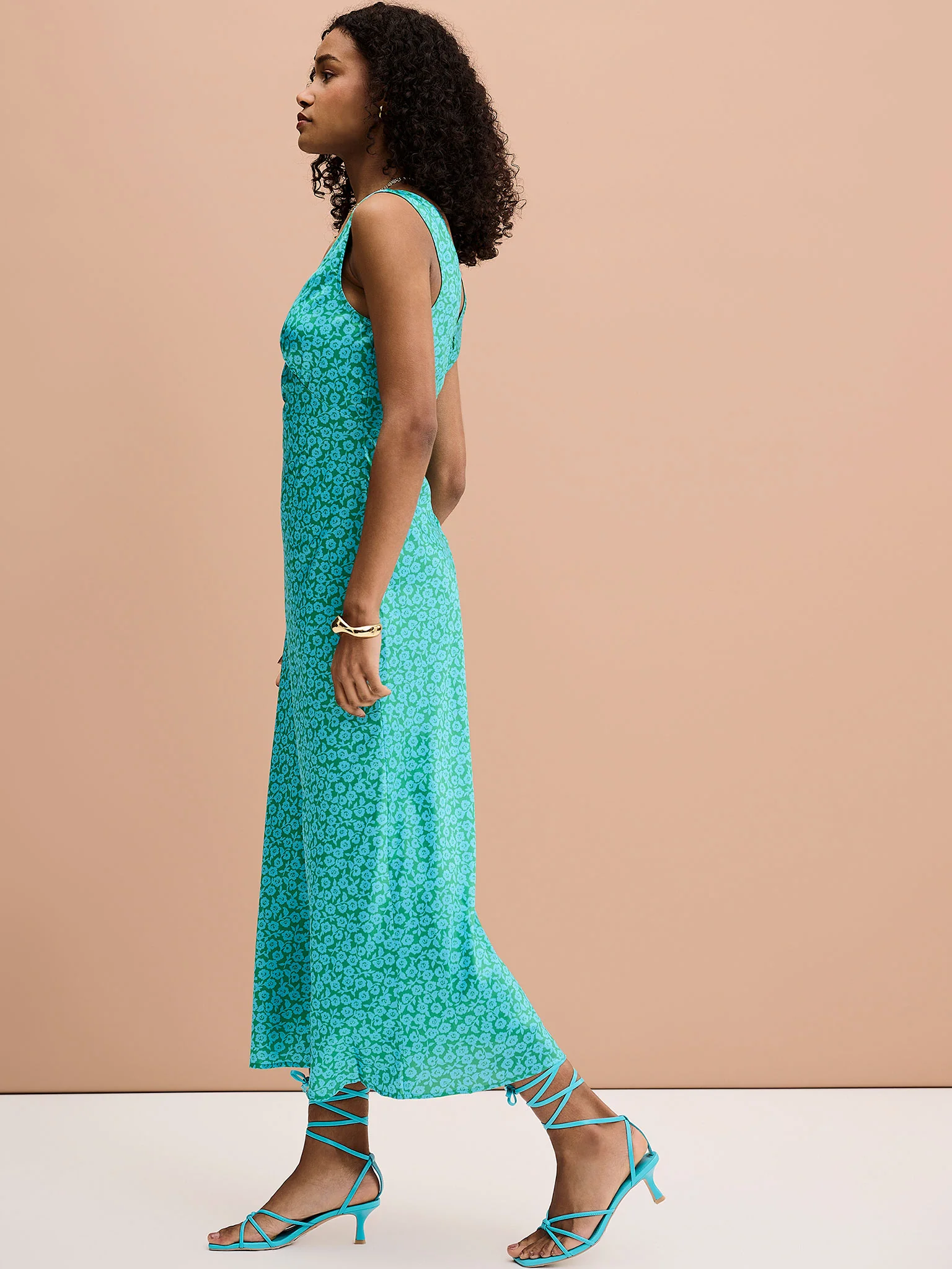 Iris Maxi Dress in Green Print - Image 2