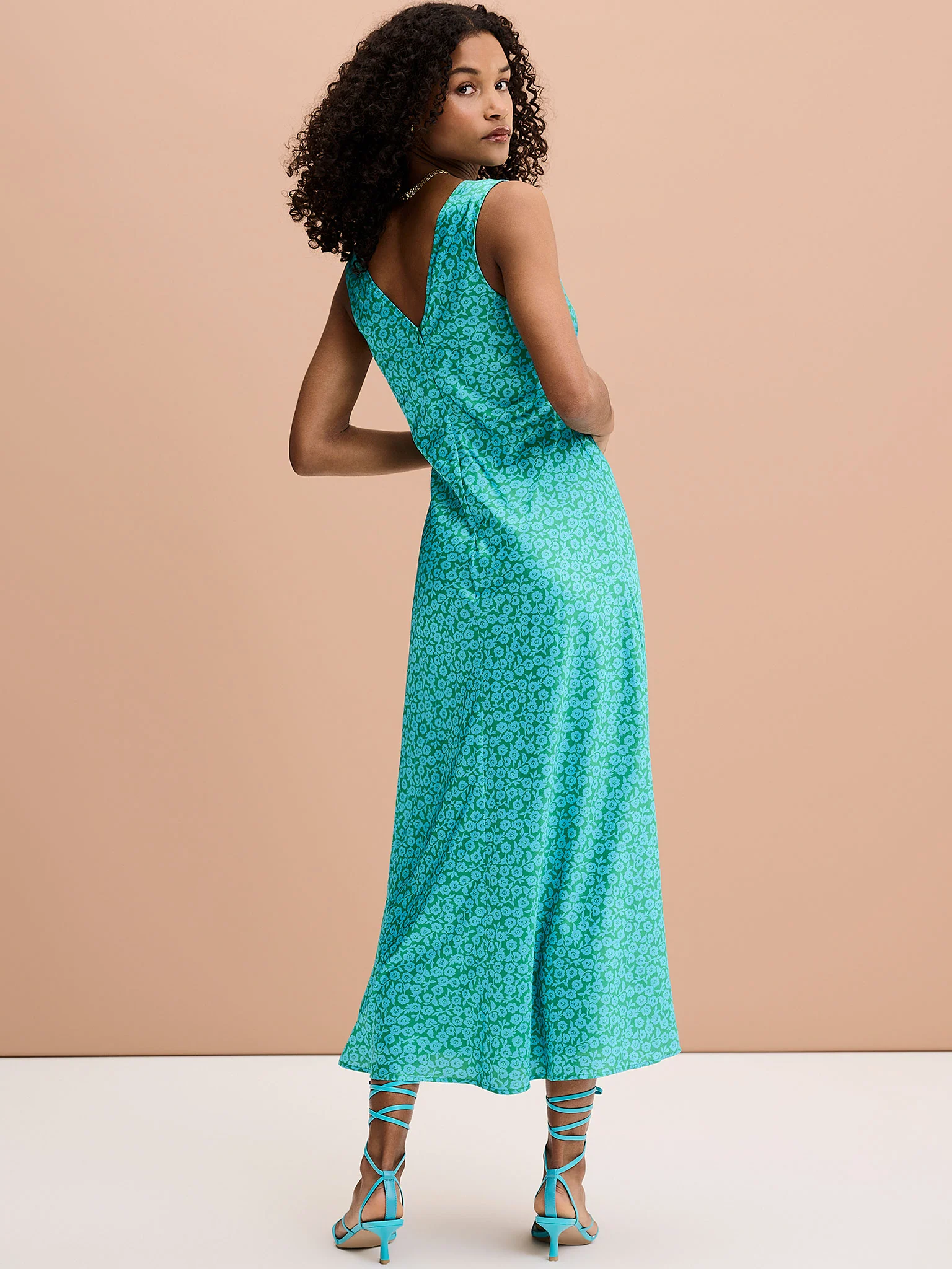 Iris Maxi Dress in Green Print - Image 3