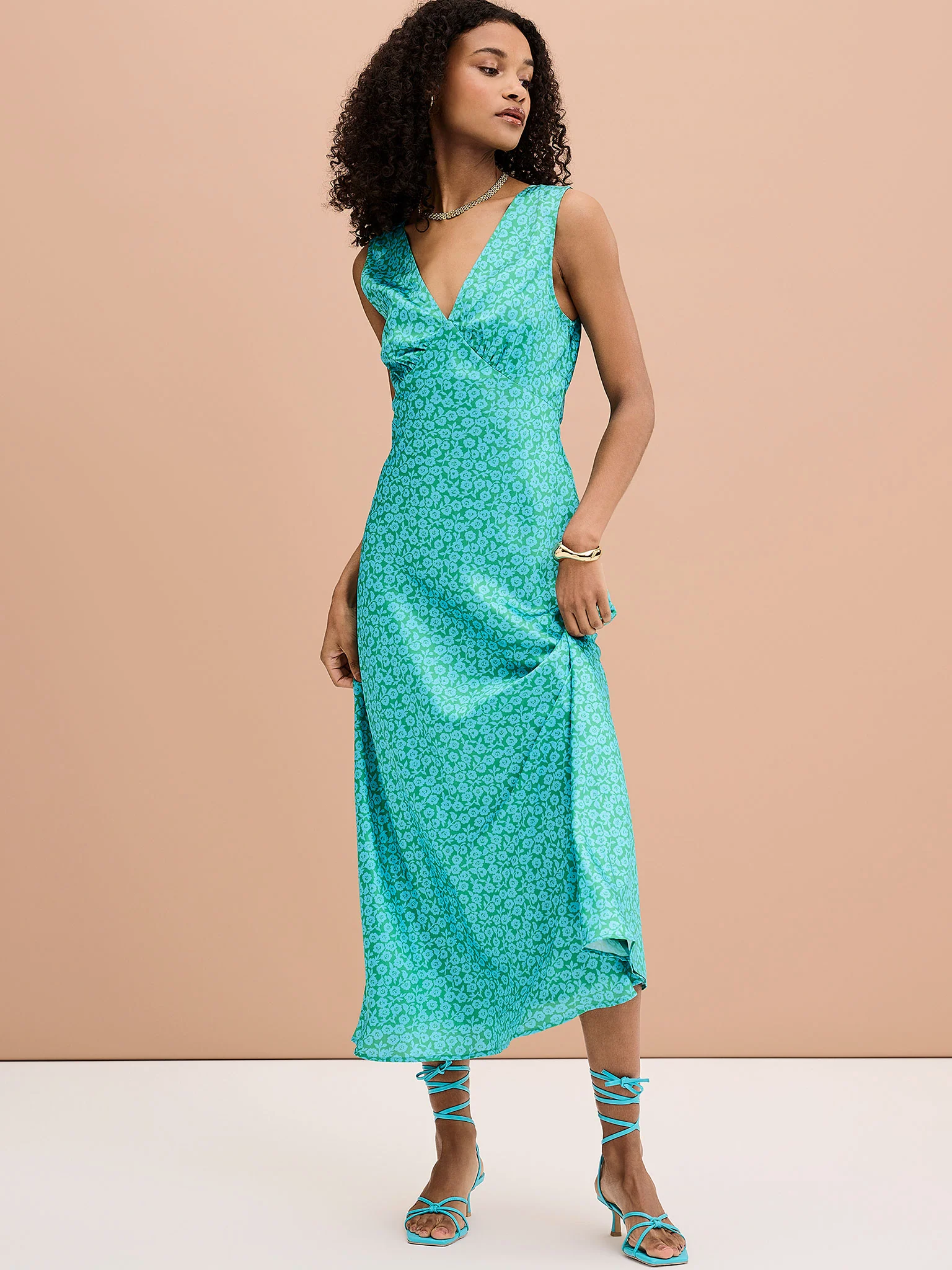 Iris Maxi Dress in Green Print - Image 4