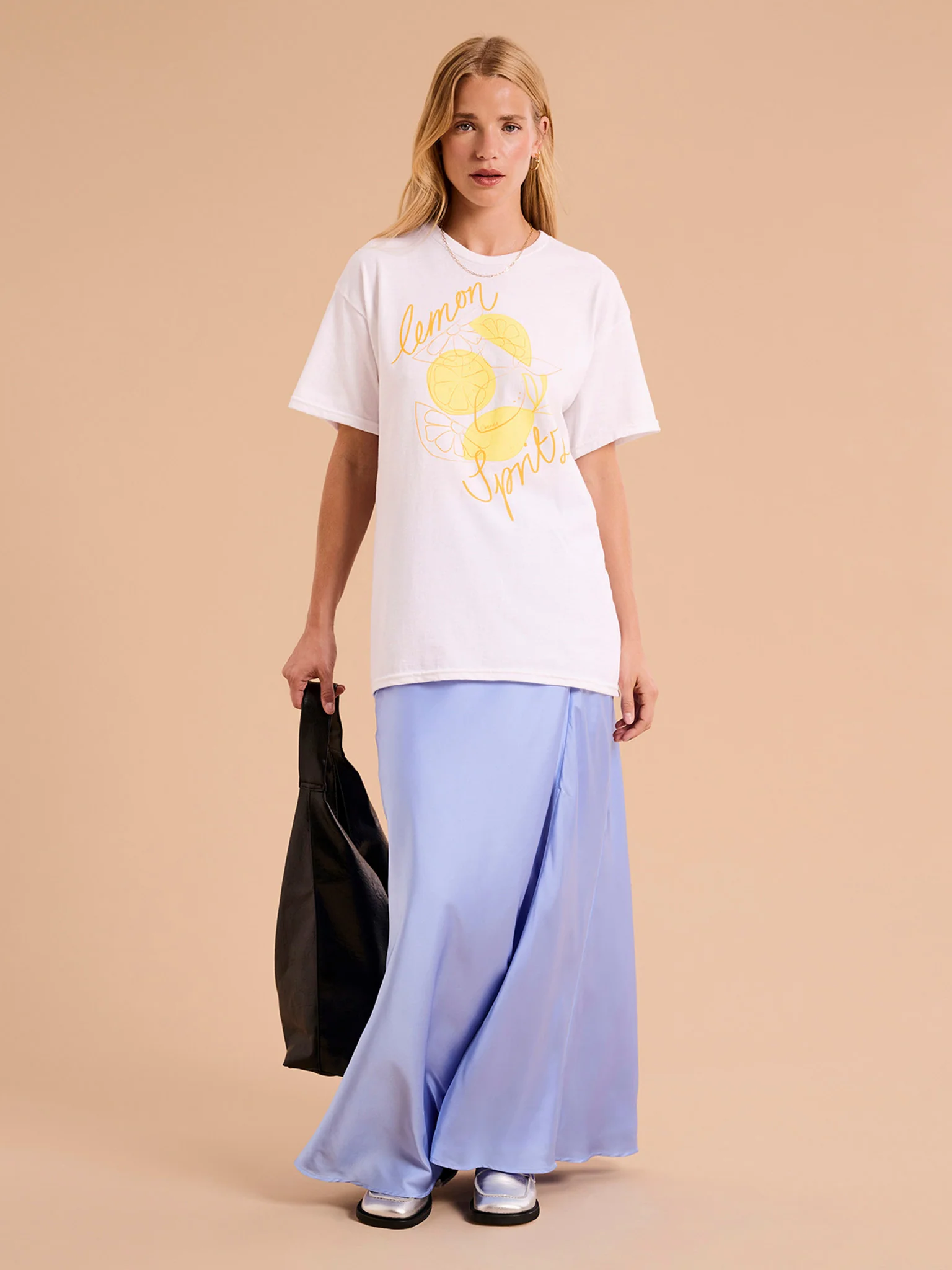 Jackie Asymmetric Midi Skirt in Blue - Image 2