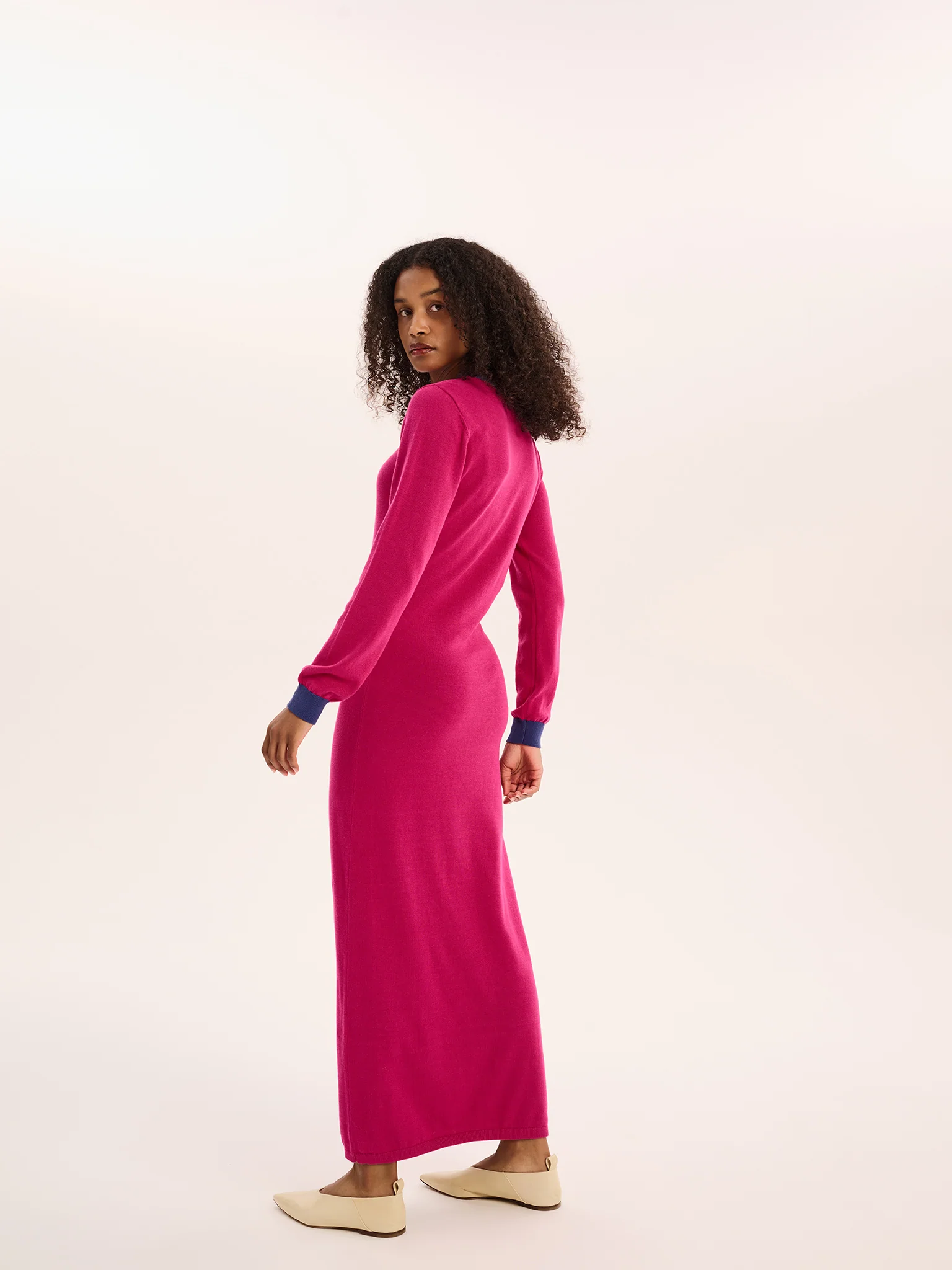 Janelle Colour Block Dress in Magenta - Image 3