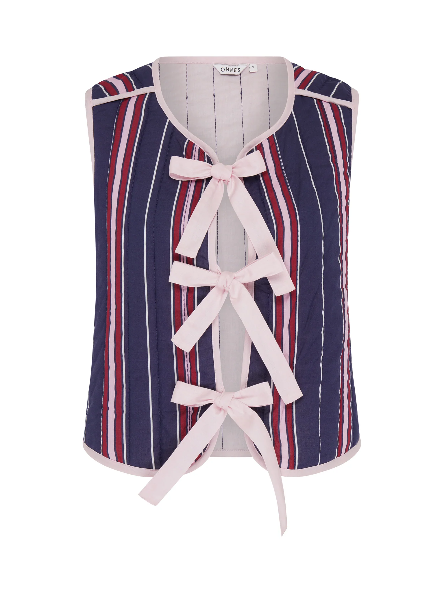 Jojo Quilted Gilet in Navy Stripe - Image 6