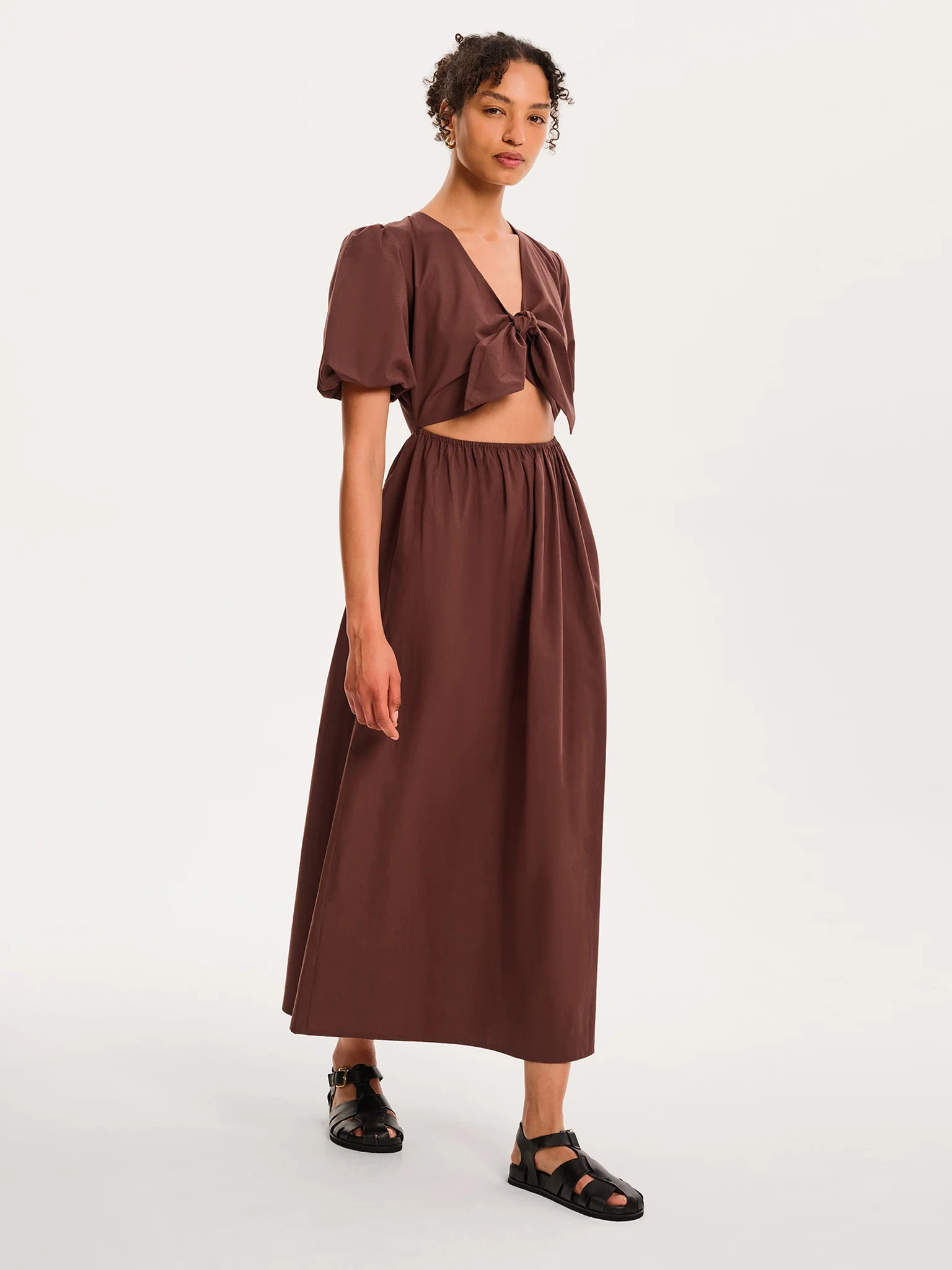 Joy Midi Dress in Chocolate - Image 3