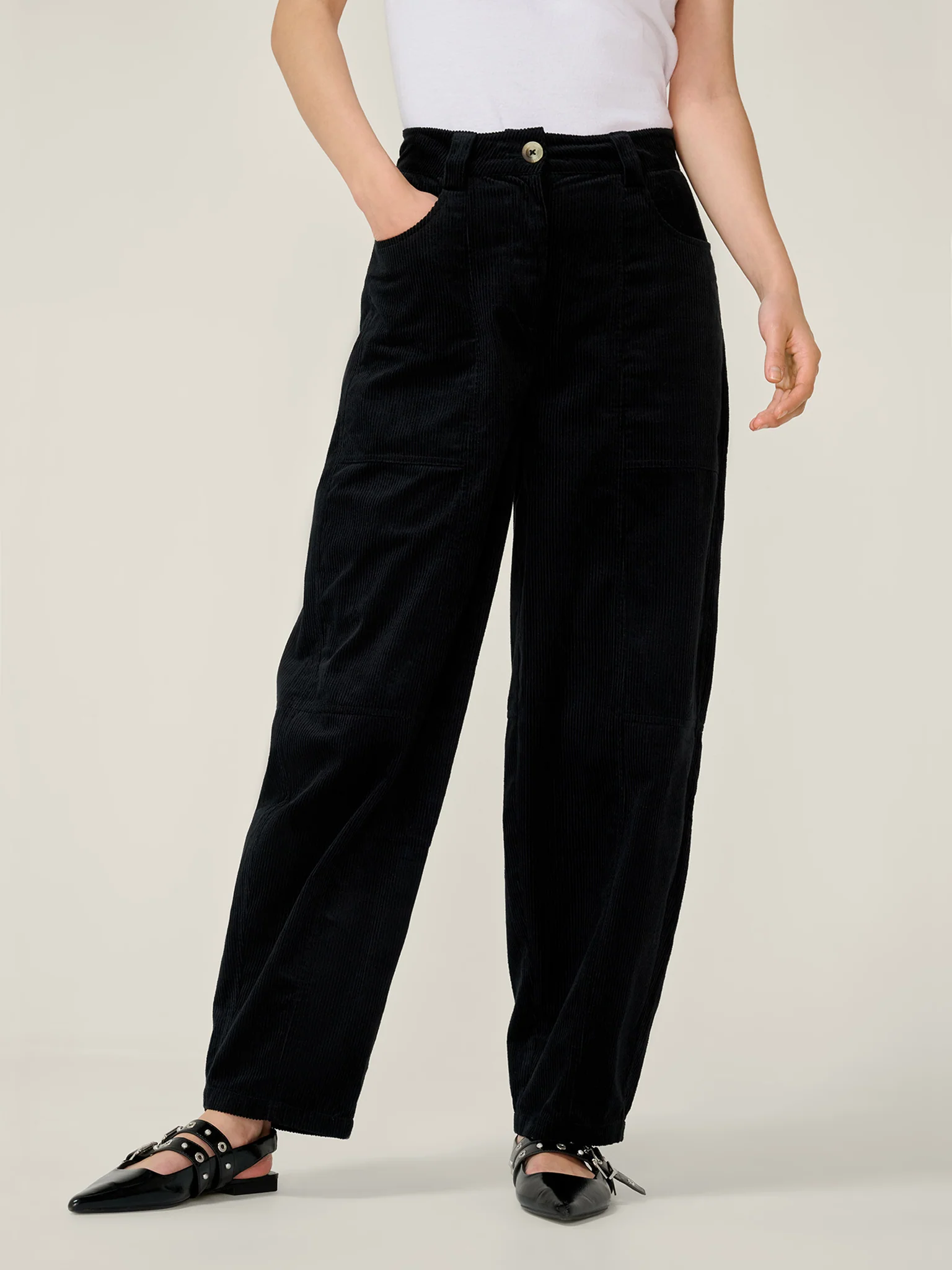 Kai Cord Trouser in Black - Image 4