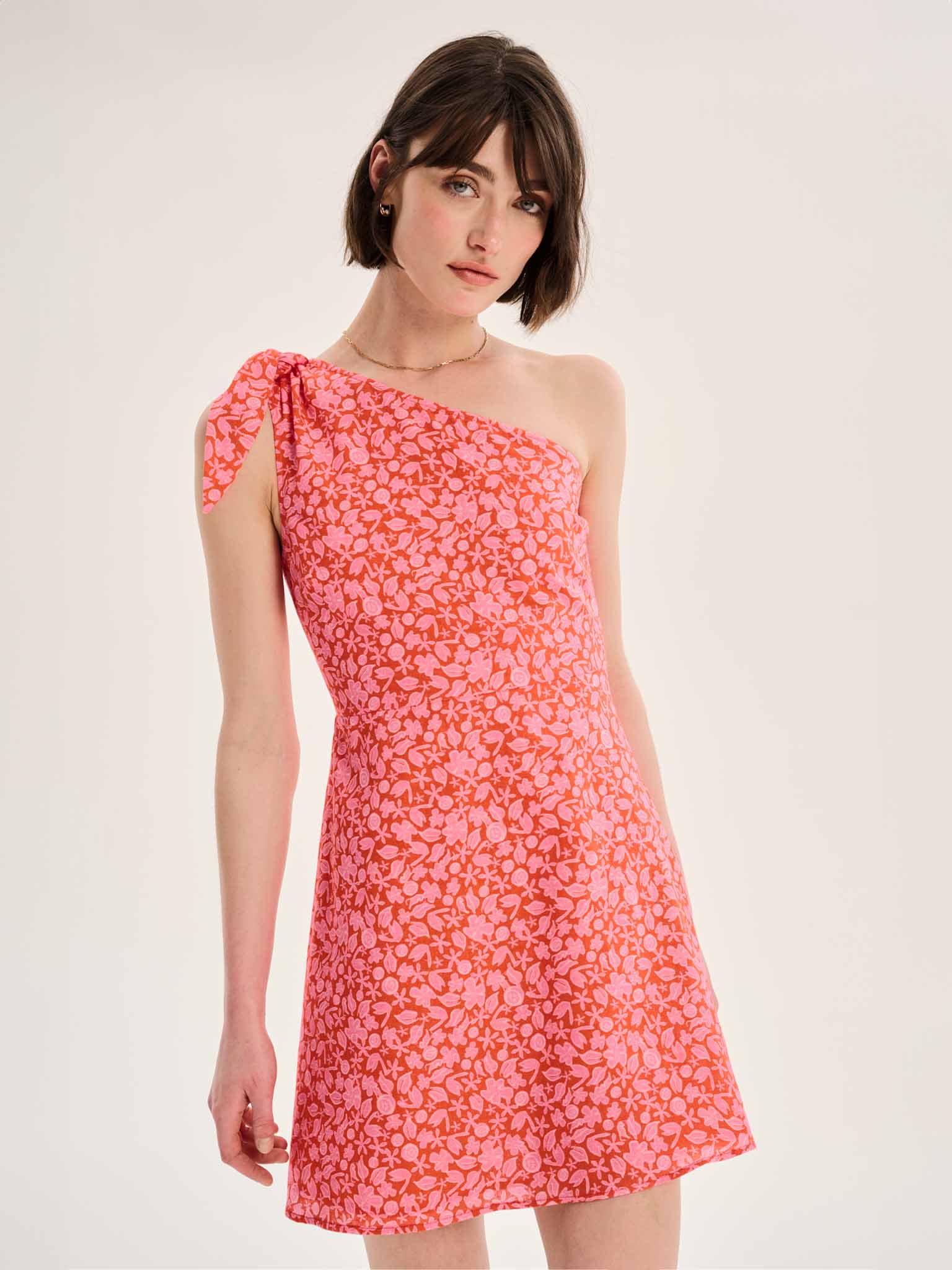 Kailani One Shoulder Mini Dress in Floral Print - Image 2