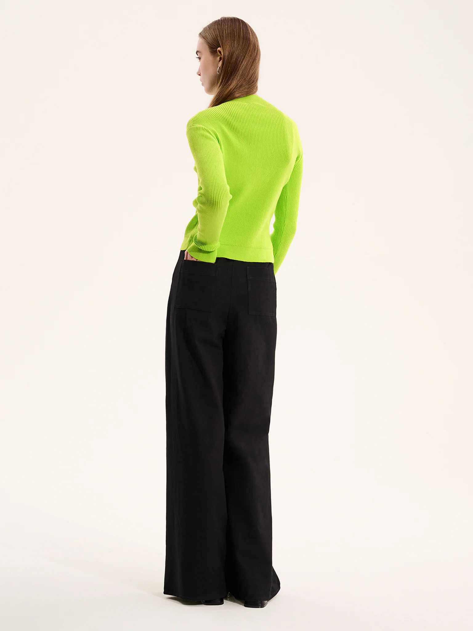 Daisy Rib Cardigan in Lime Green - Image 4