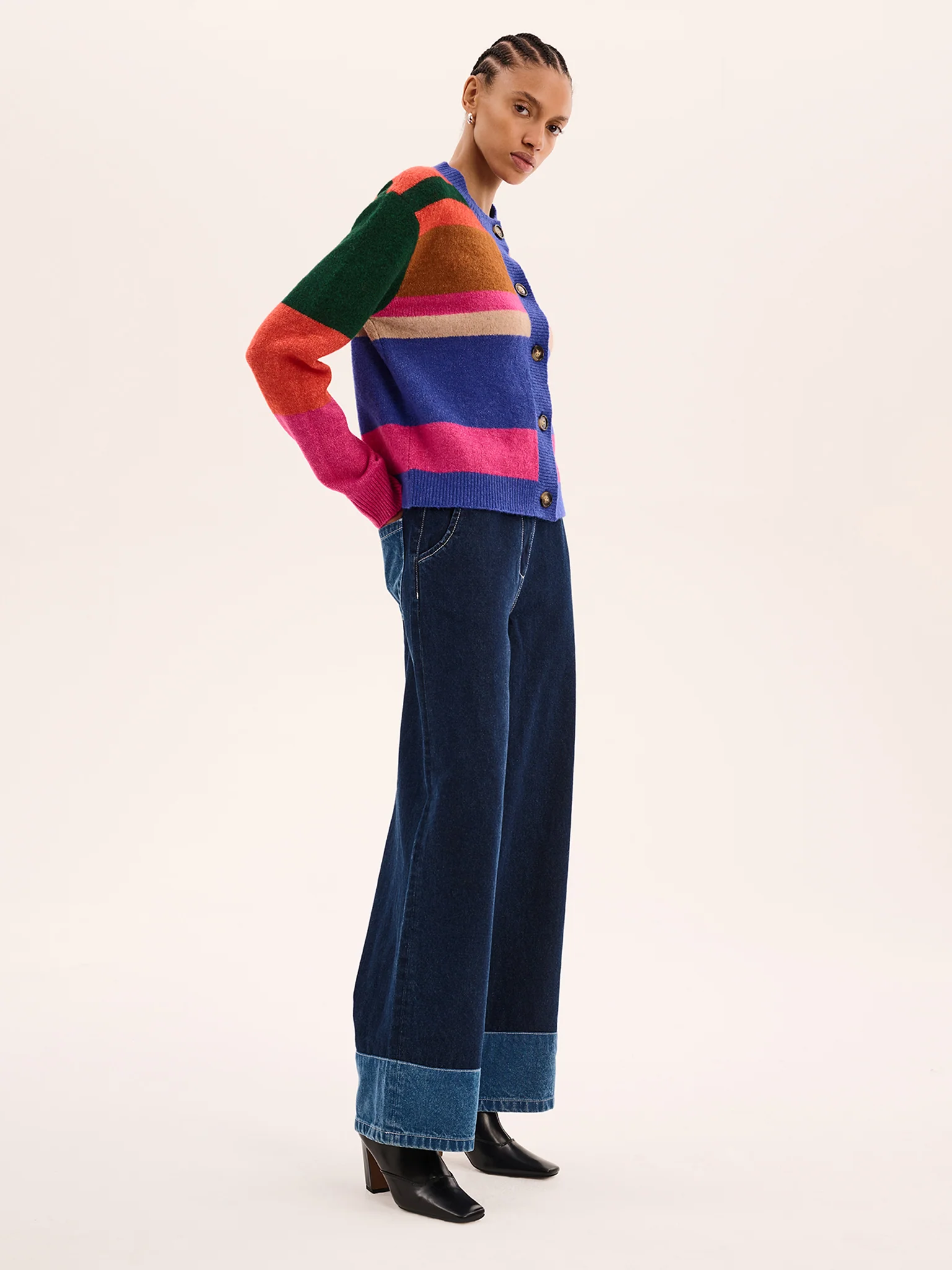 Kamaria Striped Cardigan in Multi - Image 4