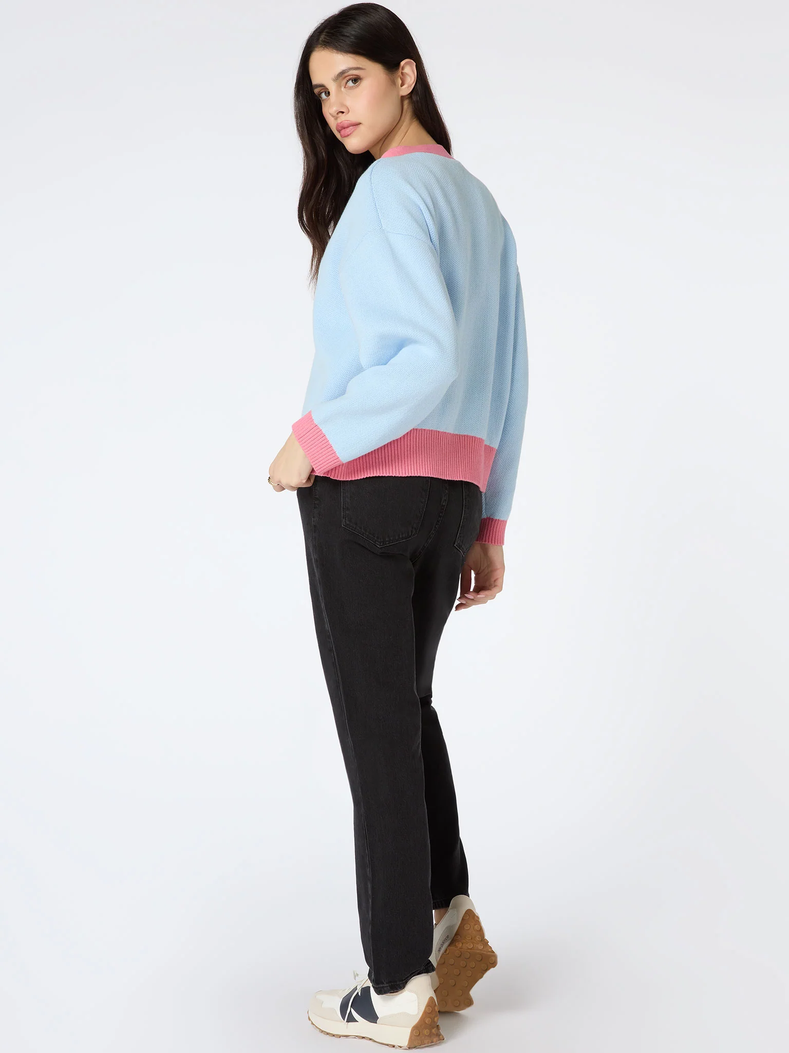 Kayla Knit Cardigan in Blue and Pink - Image 4