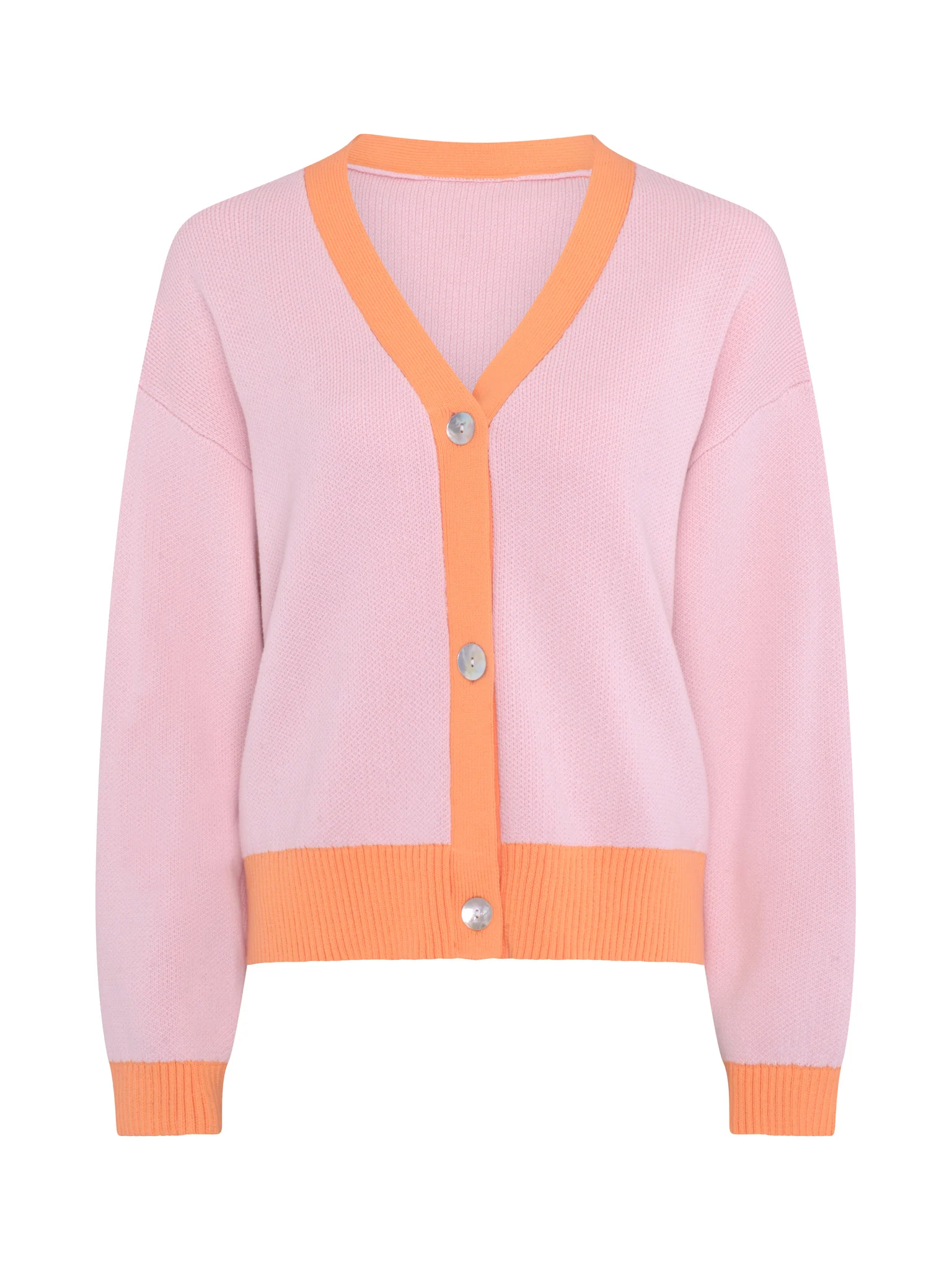 Kayla Knit Cardigan in Pale Pink and Orange - Image 6
