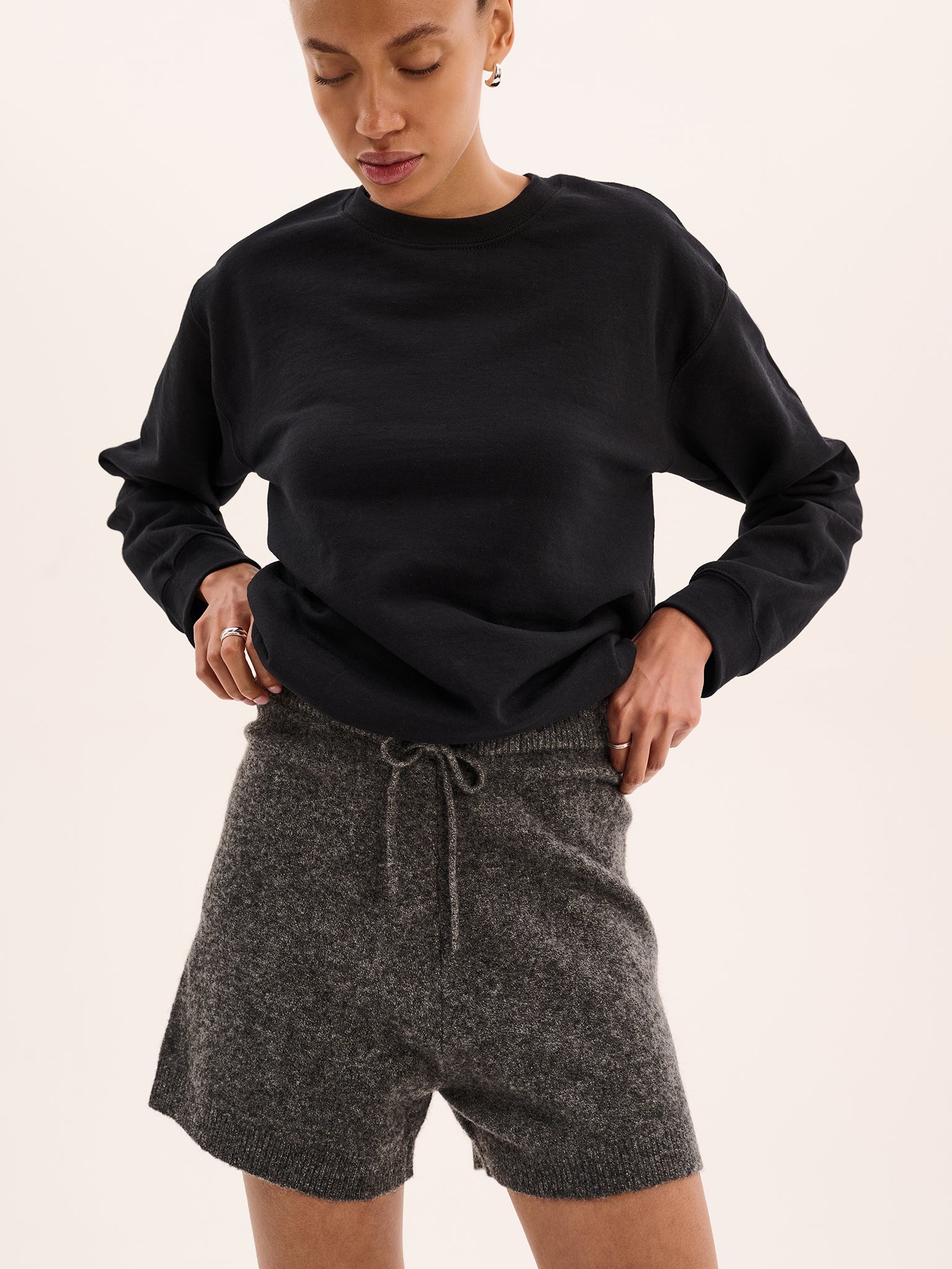 Kayleigh Knit Shorts in Grey Marl - Image 2