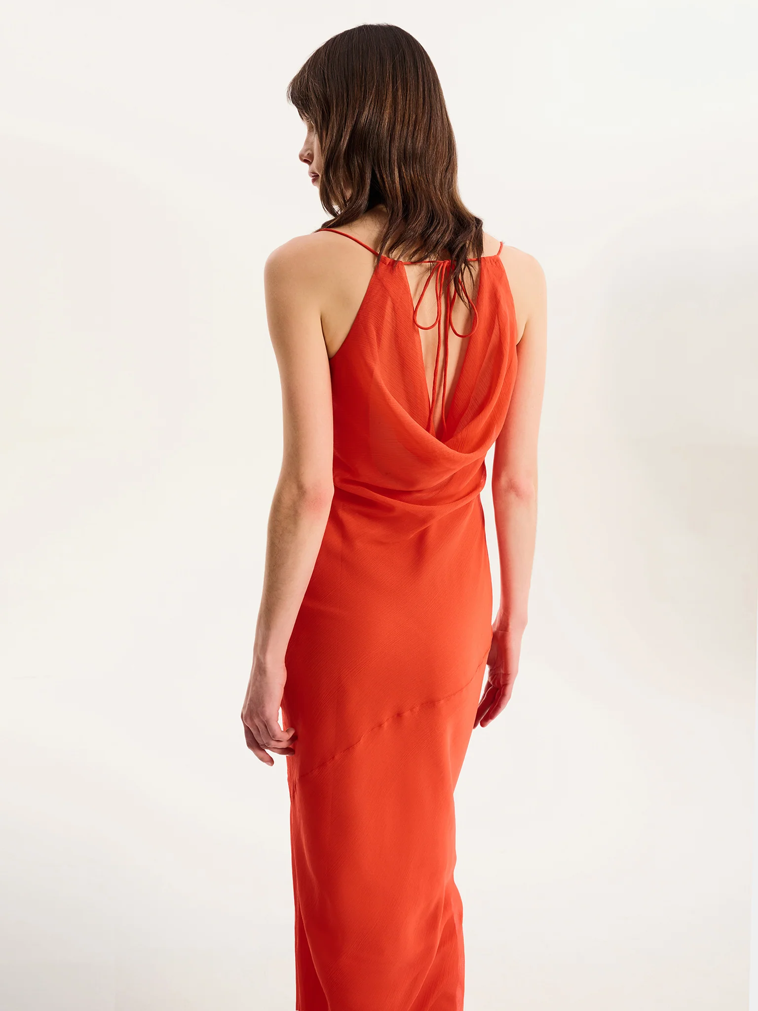 Koko Chiffon Dress in Orange - Image 2