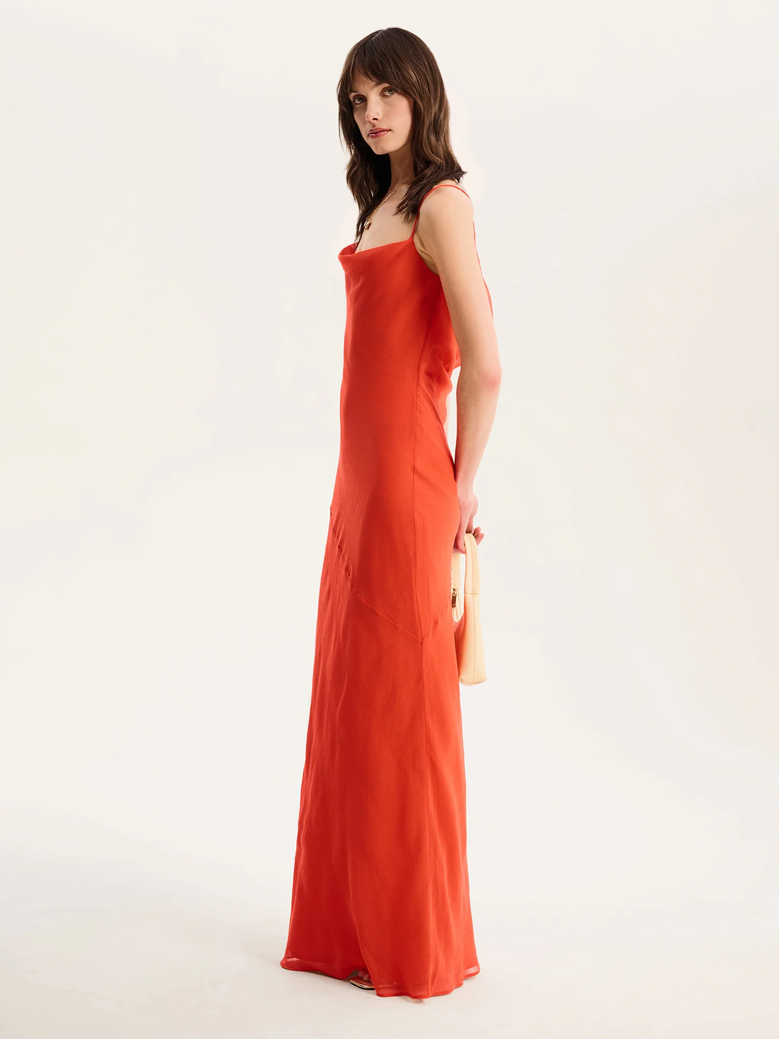 Koko Chiffon Dress in Orange - Image 3