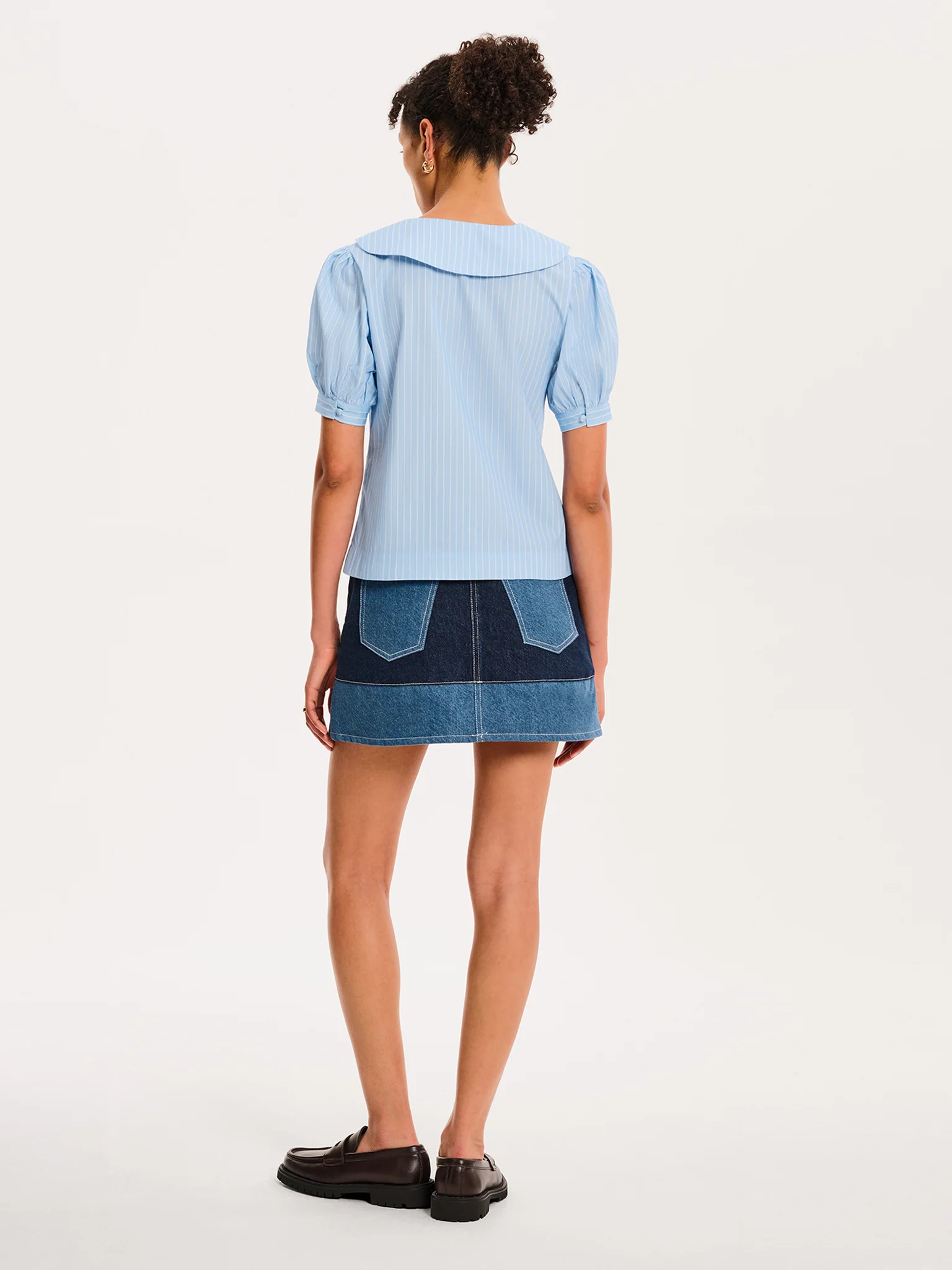 Kyra Shirt in Blue and White Stripe - Image 5
