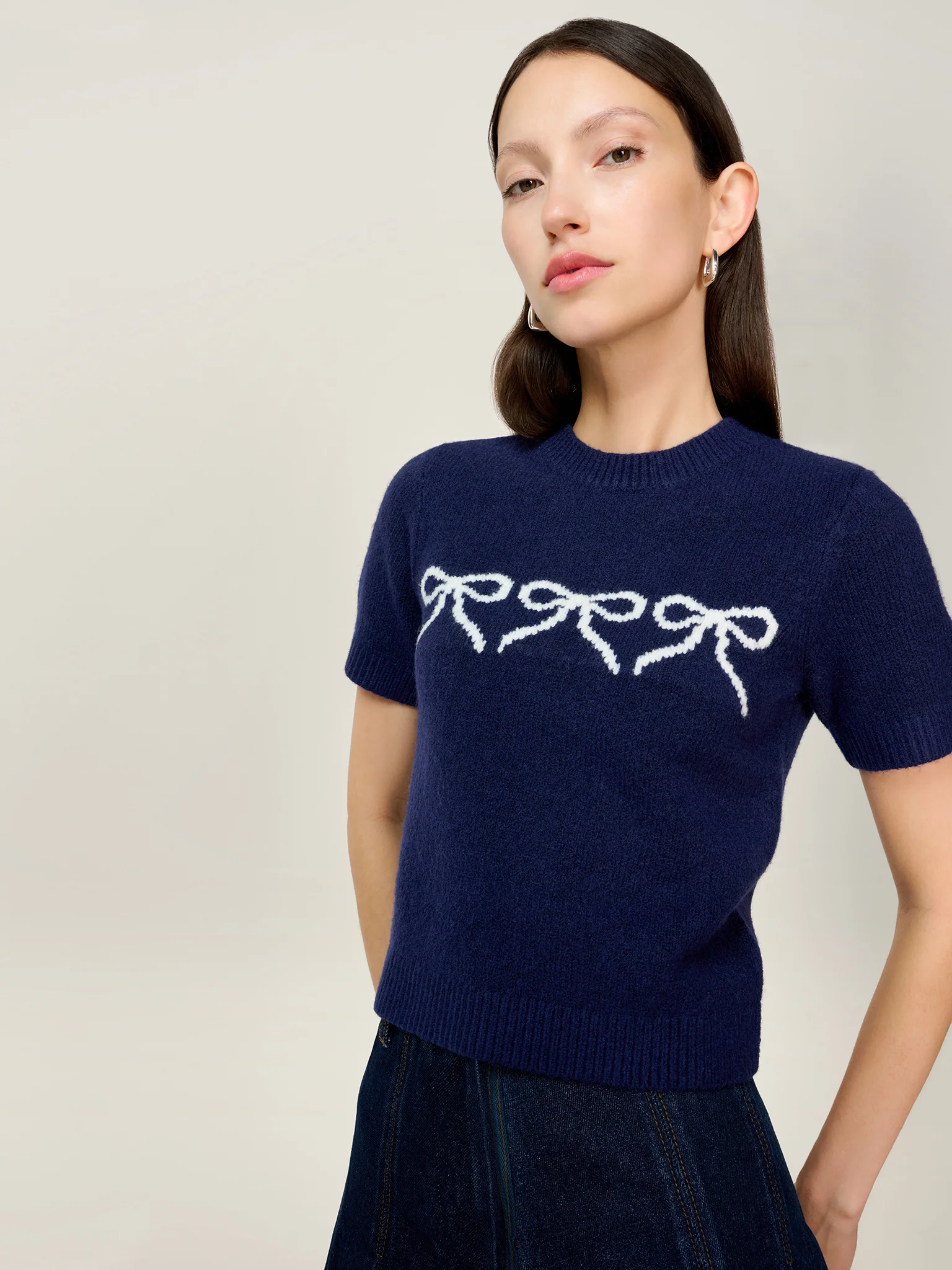 Lexi Bow Top in Navy - Image 5