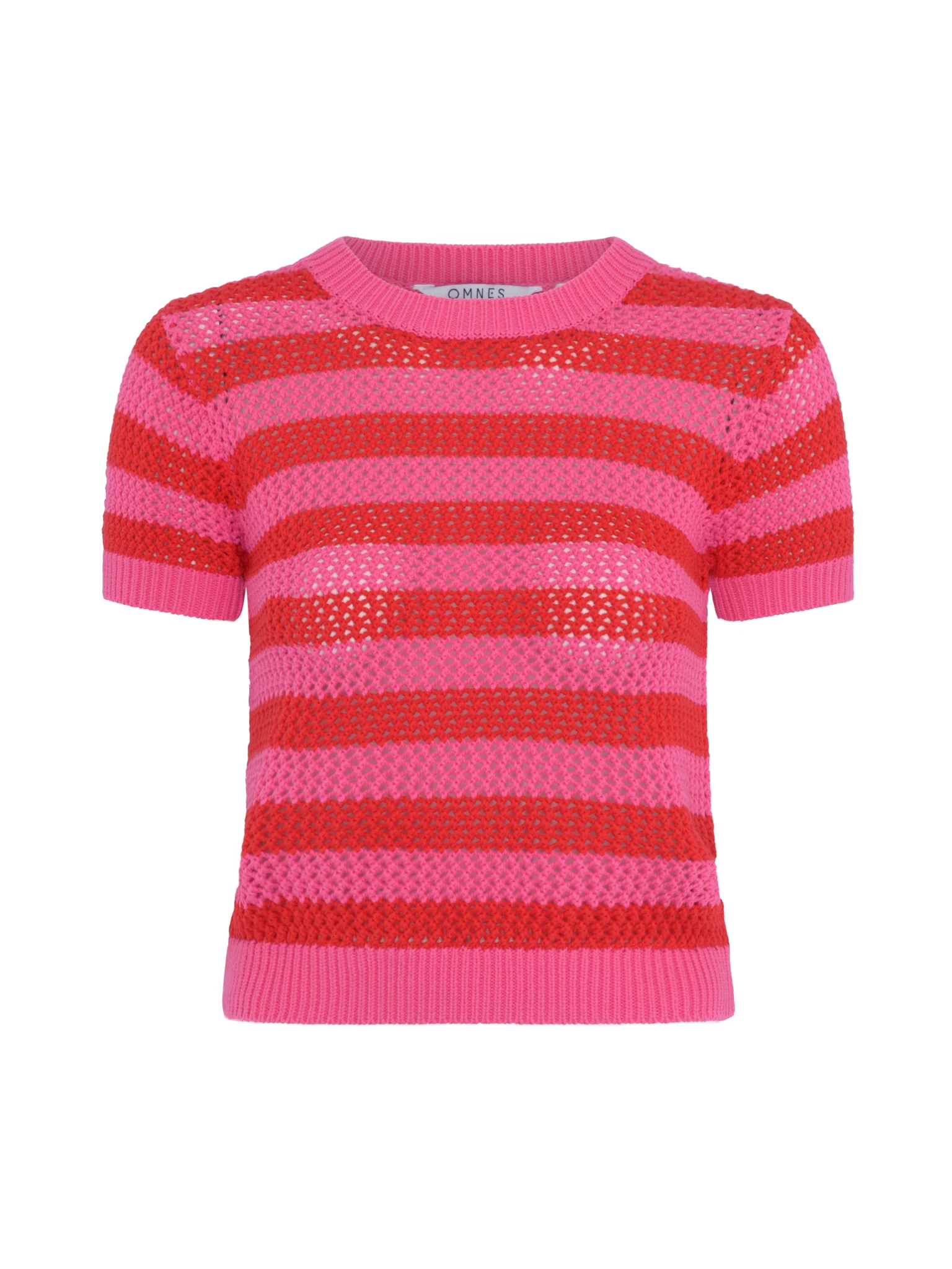 Lexi Stripe Crochet Jumper in Magenta and Red - Image 5