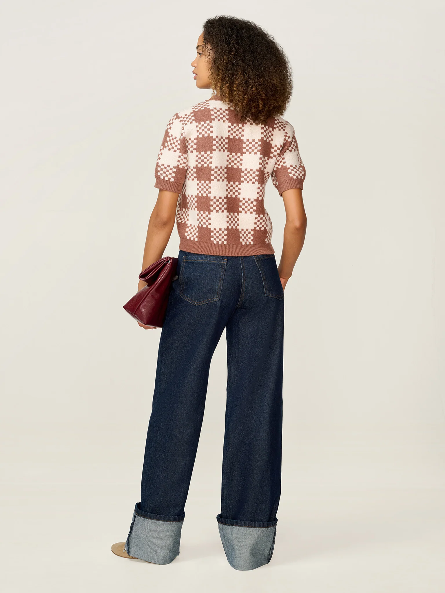 Lexi Weave Top in Brown and Cream - Image 4