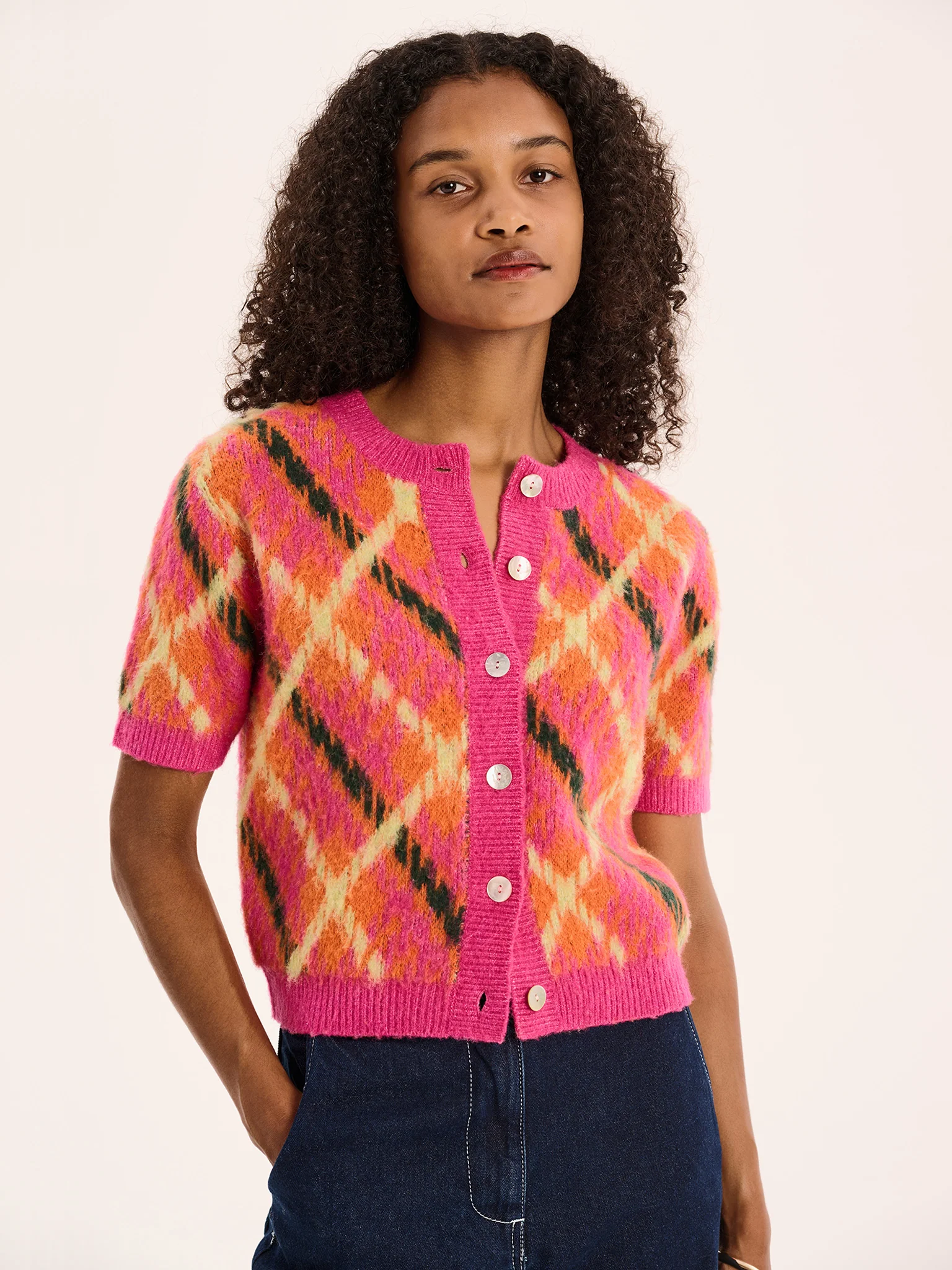 Lulu Check Top in Orange - Image 4