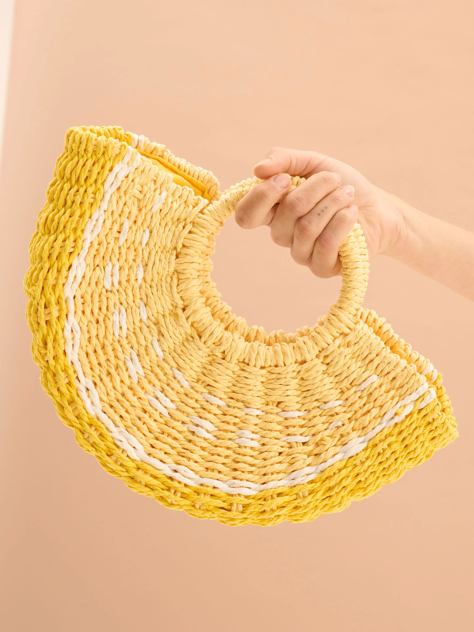 Linda Paper Straw Basket Bag in Lemon - Image 3